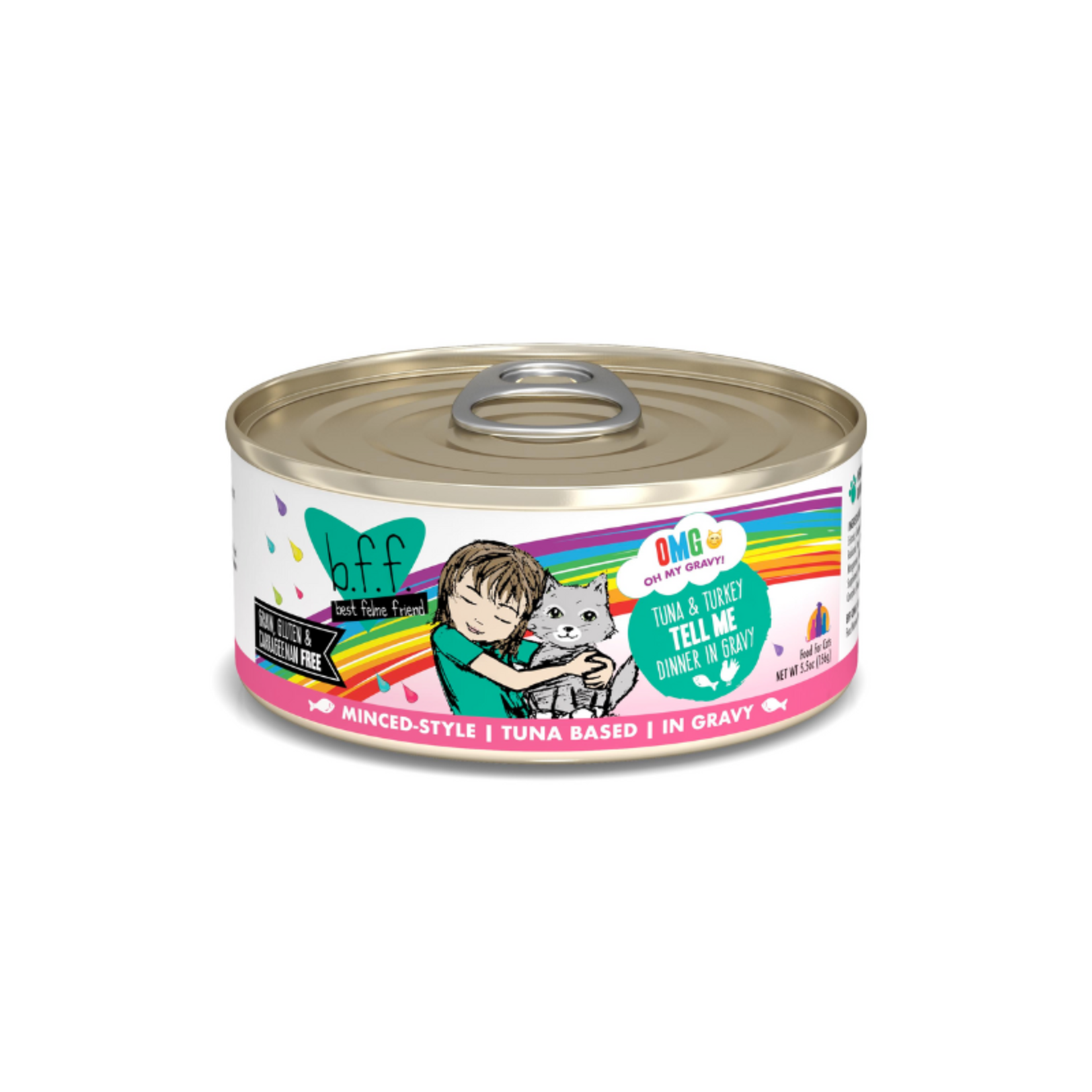 Weruva / B.F.F. 5.5 oz. - Tuna & Turkey in Gravy - Minced Style - OMG Tell Me - B.F.F. / Weruva