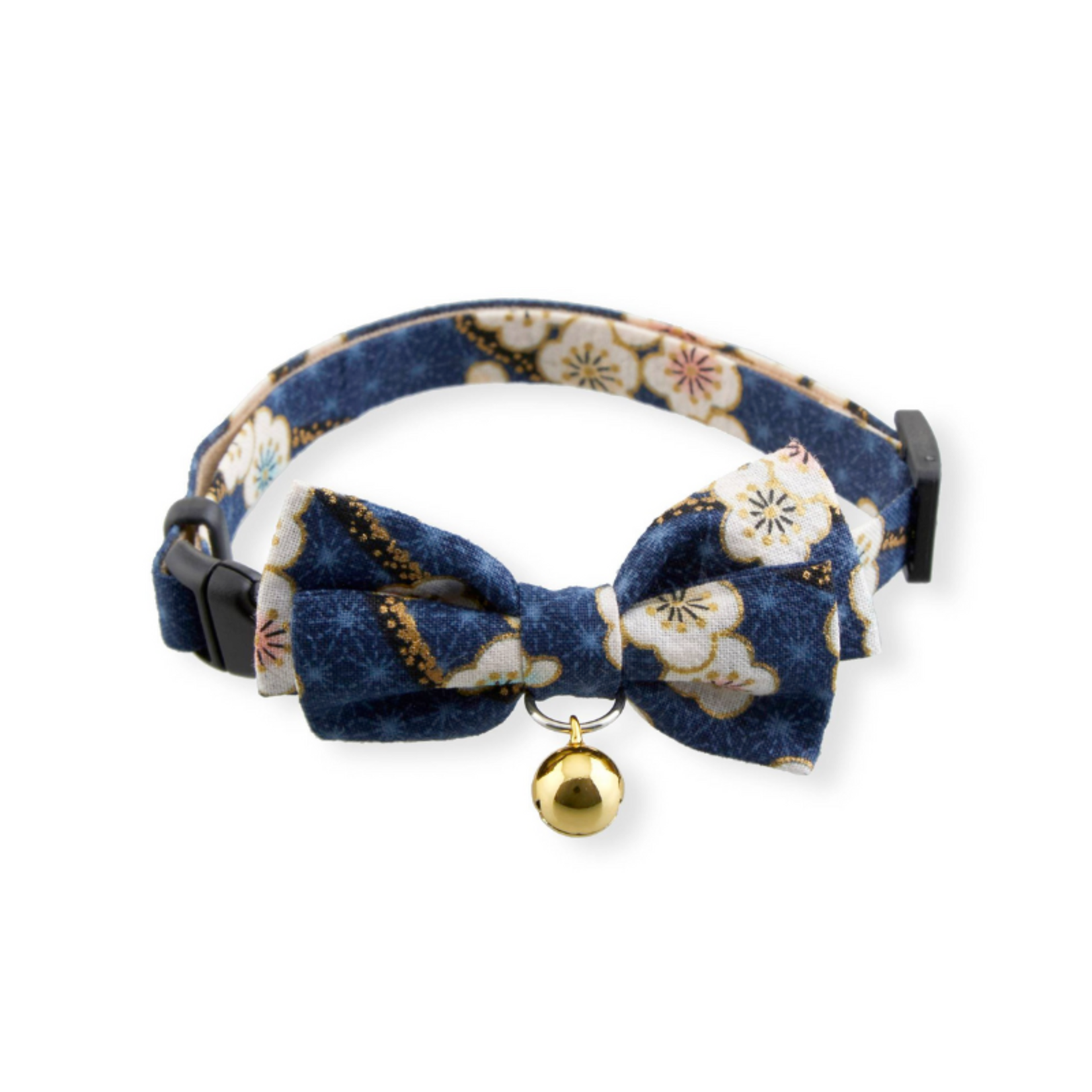 Necoichi Navy Flowers (Hanami) - Bow Tie Cat Collar - Necoichi