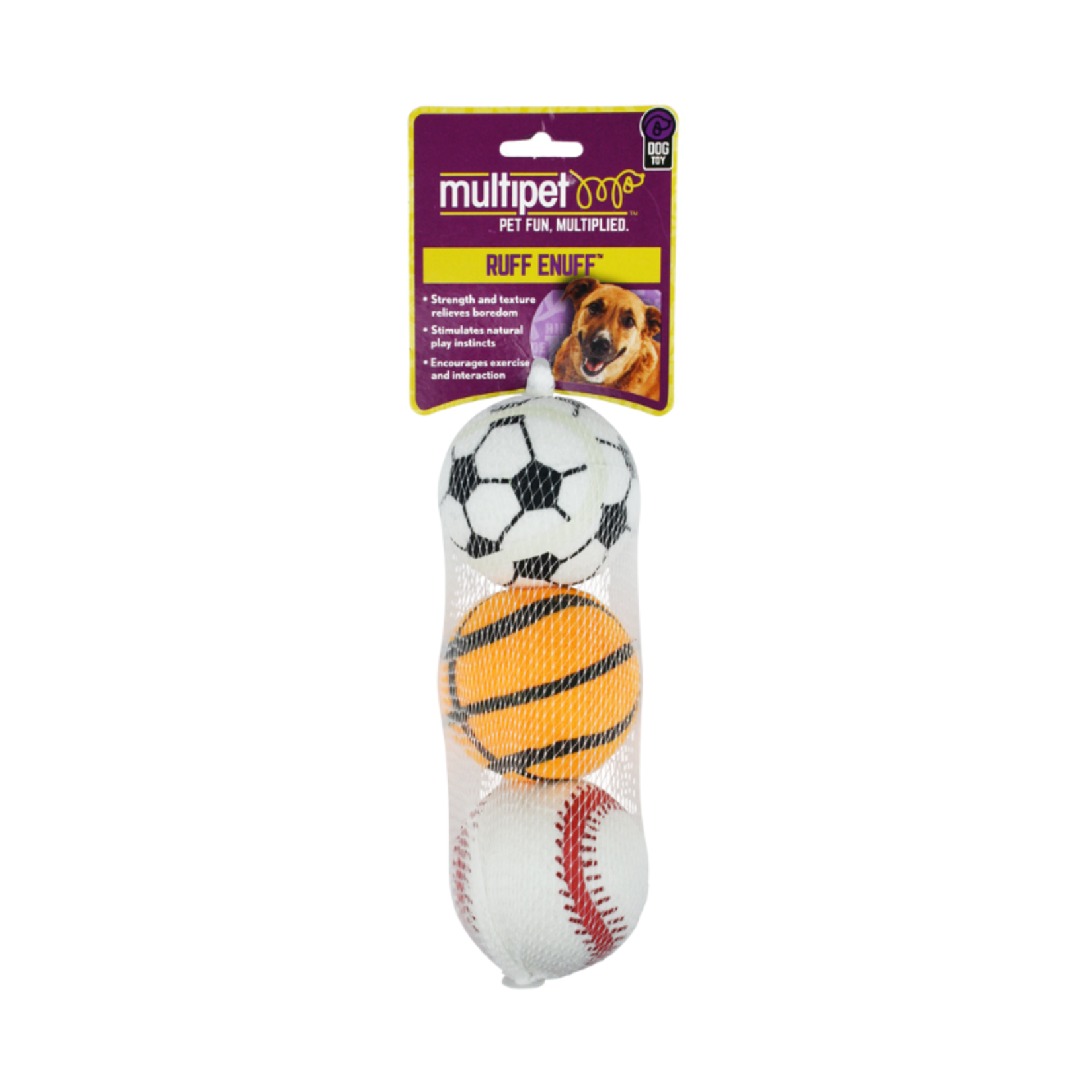 Multipet 3 pk. - Sports Tennis Balls 2.5” - Ruff Enuff - Multipet