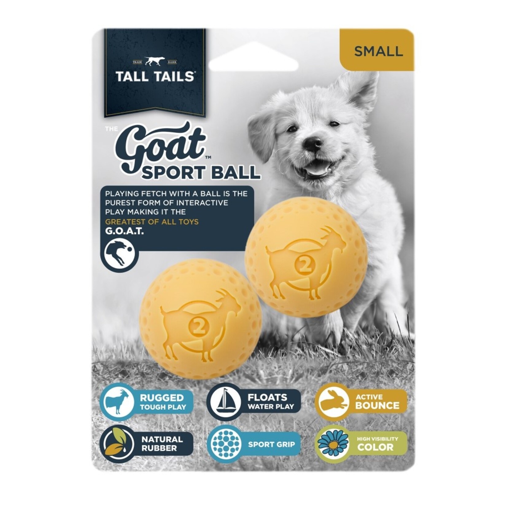 Tall Tails 2 pk. / 2” - Yellow - Goat Sport Ball - Tall Tails