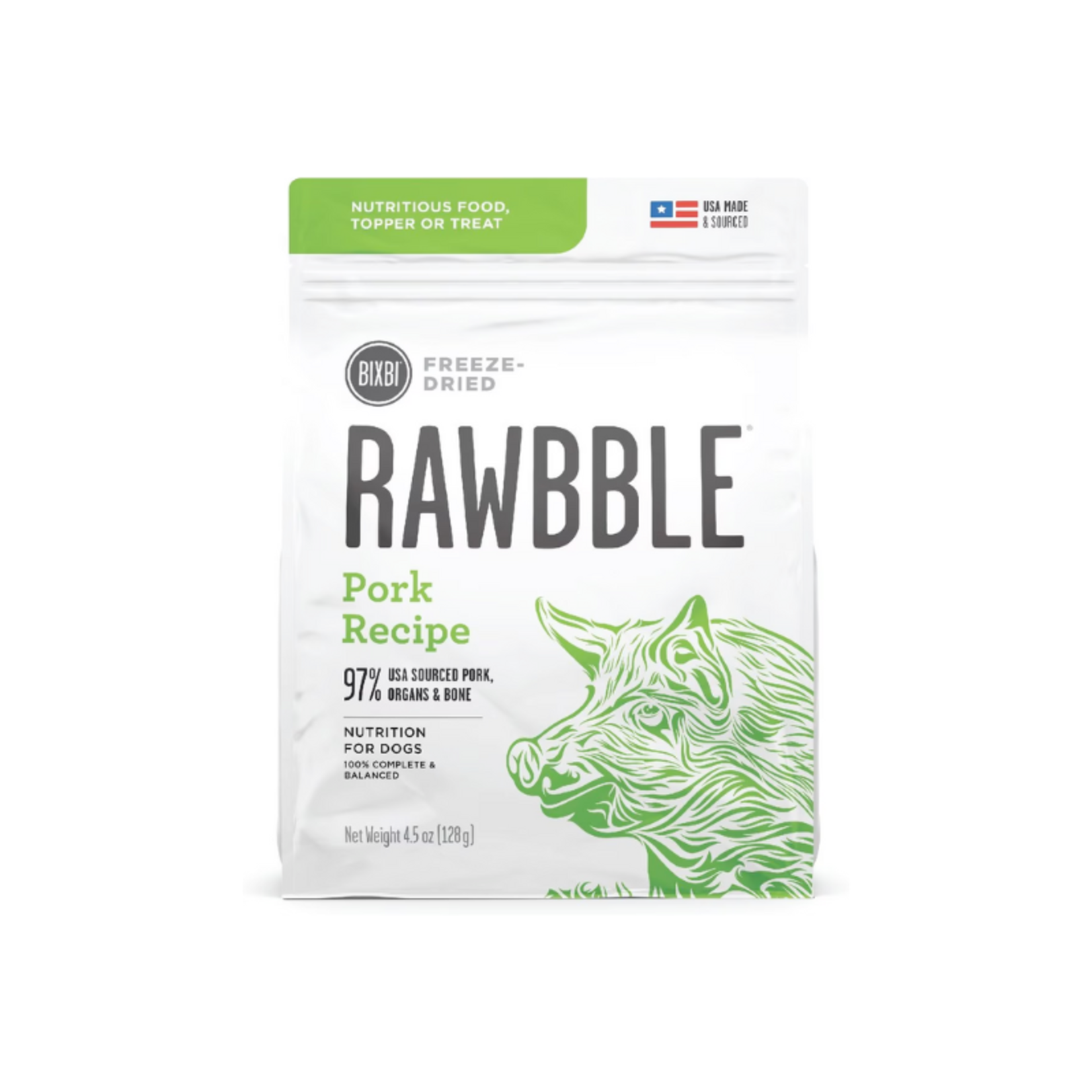 Bixbi 12 oz. - Pork - Rawbble - Freeze-Dried Dog Food or Topper - Bixbi / OPS
