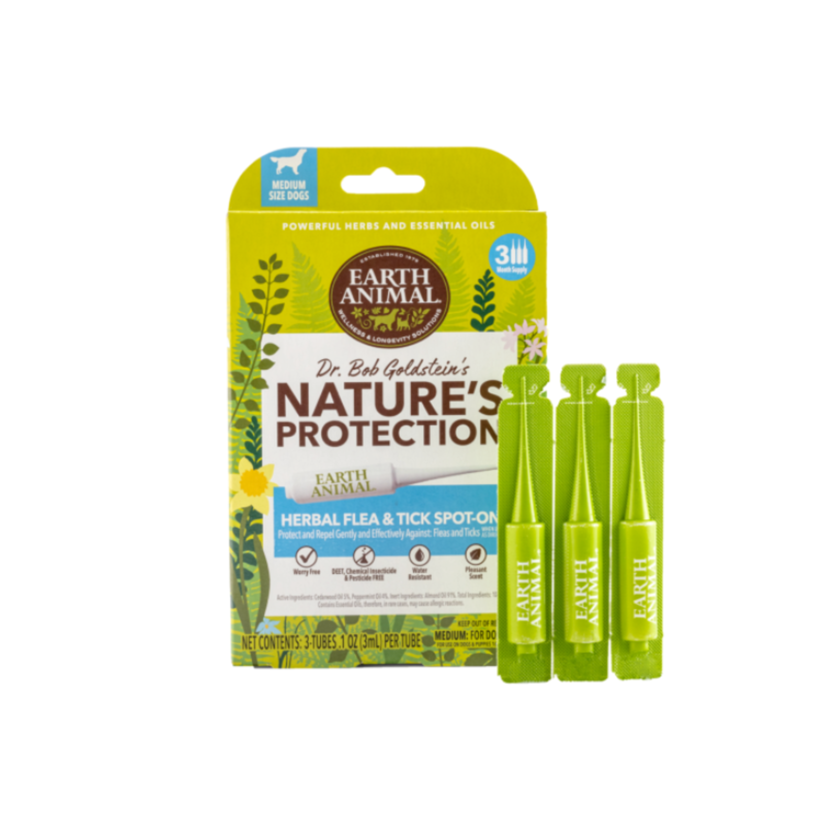 Earth Animal Dog - 3 Tubes - Herbal Flea & Tick Spot-On - Nature’s Protection / Earth Animal