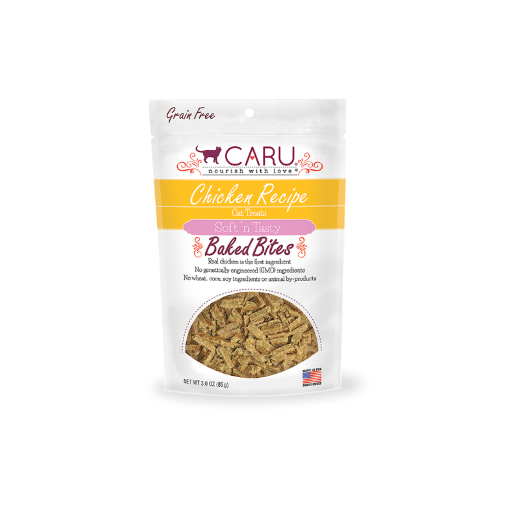 CARU 3 oz. - Chicken Soft & Tasty Baked Bites Cat Treats - Caru