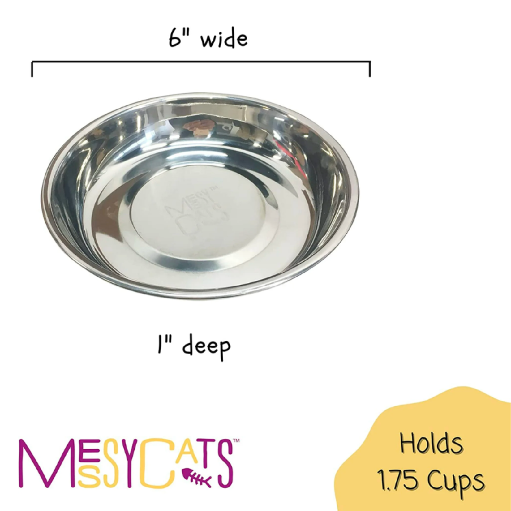 Messy Mutts / Messy Cats 14 oz. - Stainless Steel Bowl for Cats - Messy Mutts / Messy Cats