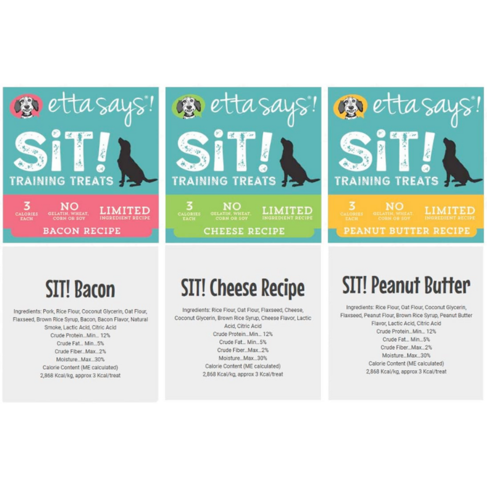 Etta Says! Sit! Training Treats - Bacon / Cheese / Peanut Butter - Etta Says!