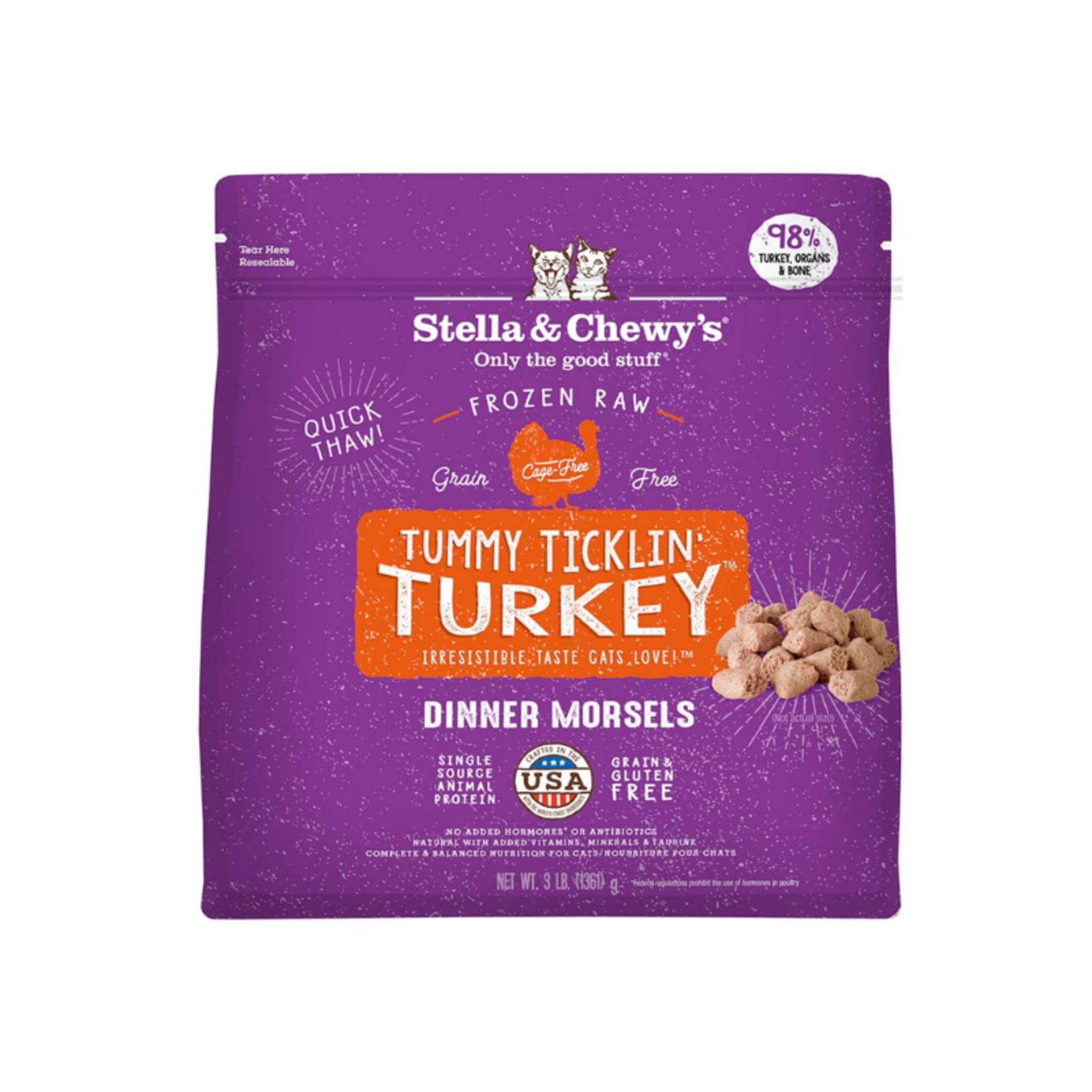 Stella & Chewy's 3# - Tummy Ticklin' Turkey - Frozen Morsels - Stella & Chewy's - cat