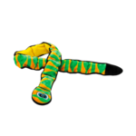 70" XXL  - 12 Squeaker Snake - Green & Orange - Invincibles Dog Toy - Outward Hound
