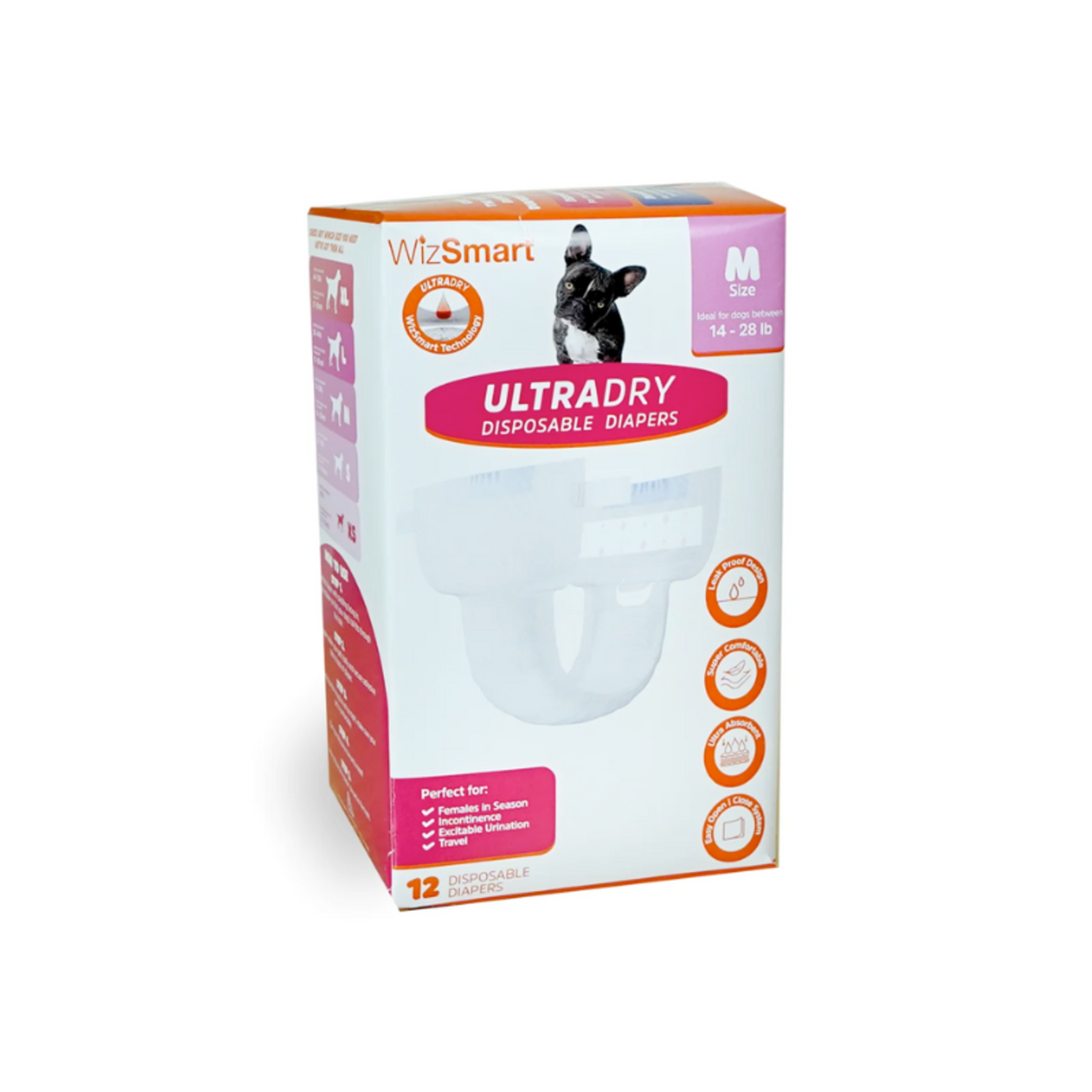 12 pack - UltraDry Disposable Dog Diapers - WizSmart
