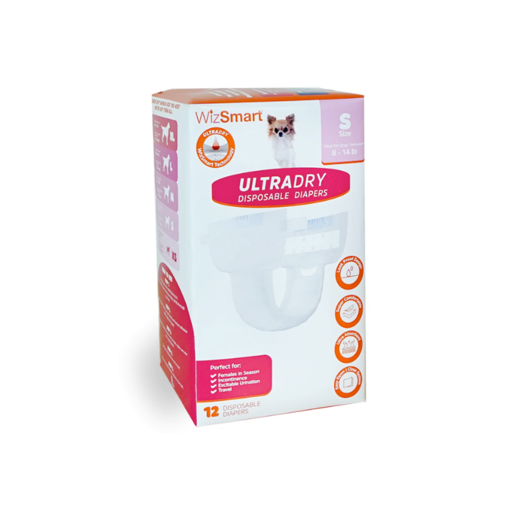 12 pack - UltraDry Disposable Dog Diapers - WizSmart
