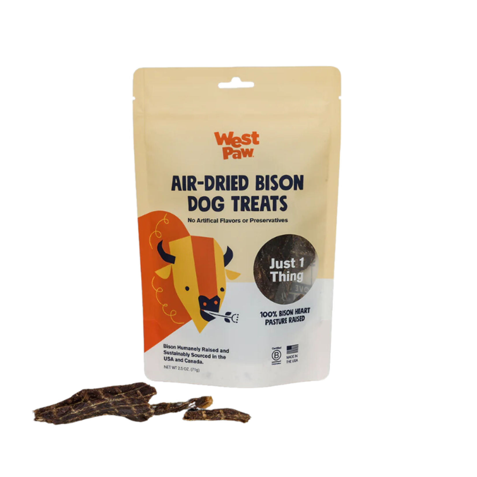 West Paw 2.5 oz. - Bison Heart - Single Ingredient Treats -  West Paw