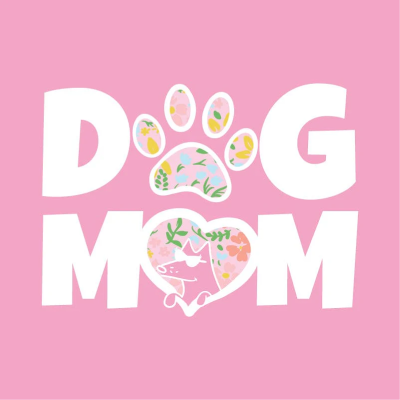 Teddy the Dog Dog Mom - Pink Floral - Ladies V-Neck T-Shirt - Teddy the Dog
