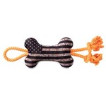 Wagsdale Camo American Flag Bone with Rope - Dog Toy - Wagsdale