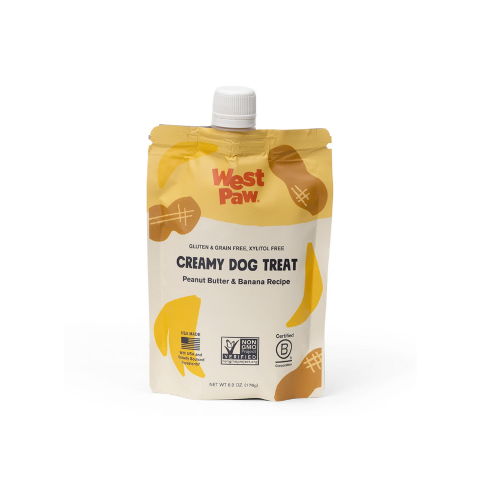 West Paw 6.2 oz. - Peanut Butter & Banana - Creamy Treat Pouch - West Paw