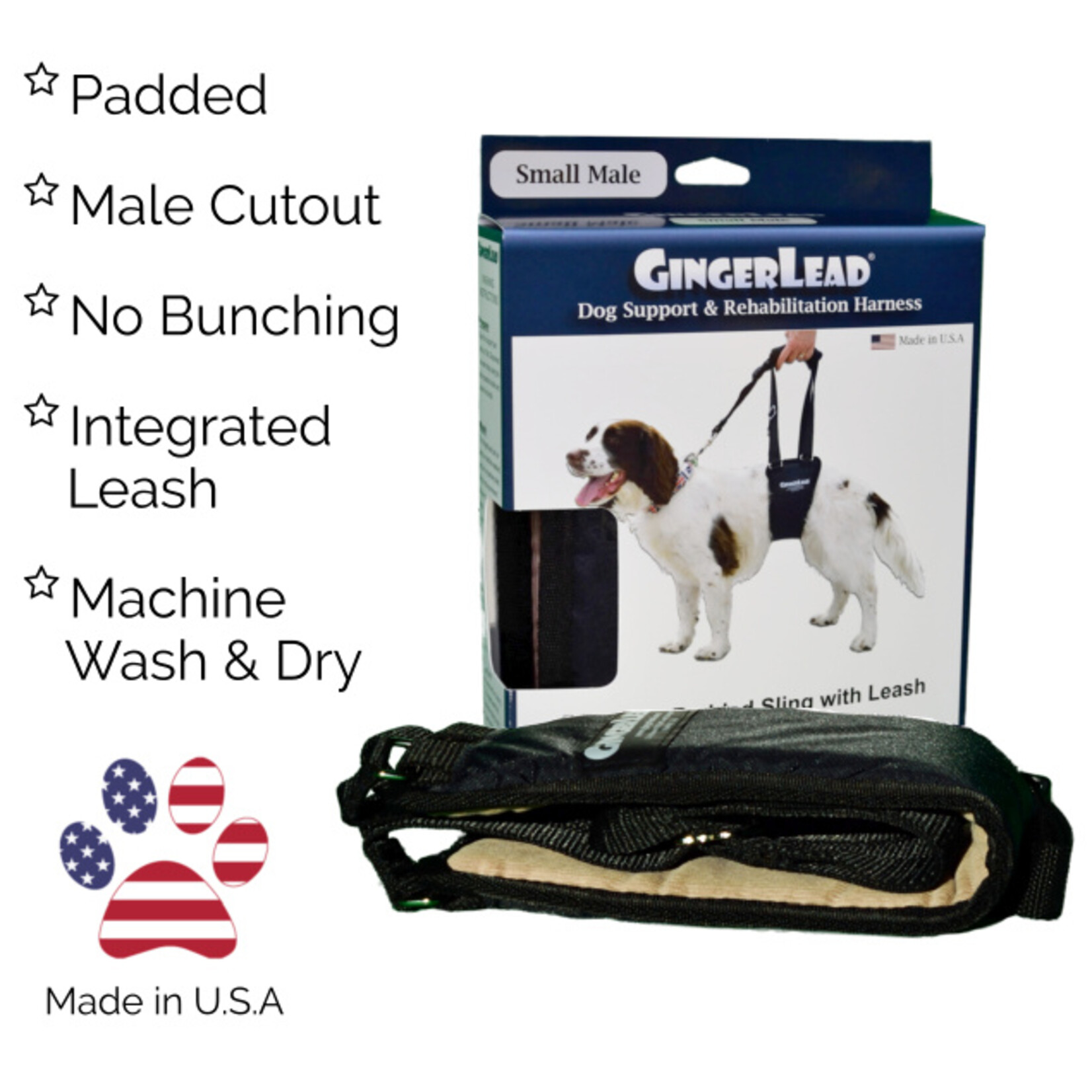 GingerLead Small Male - Padded Belly Sling - GingerLead