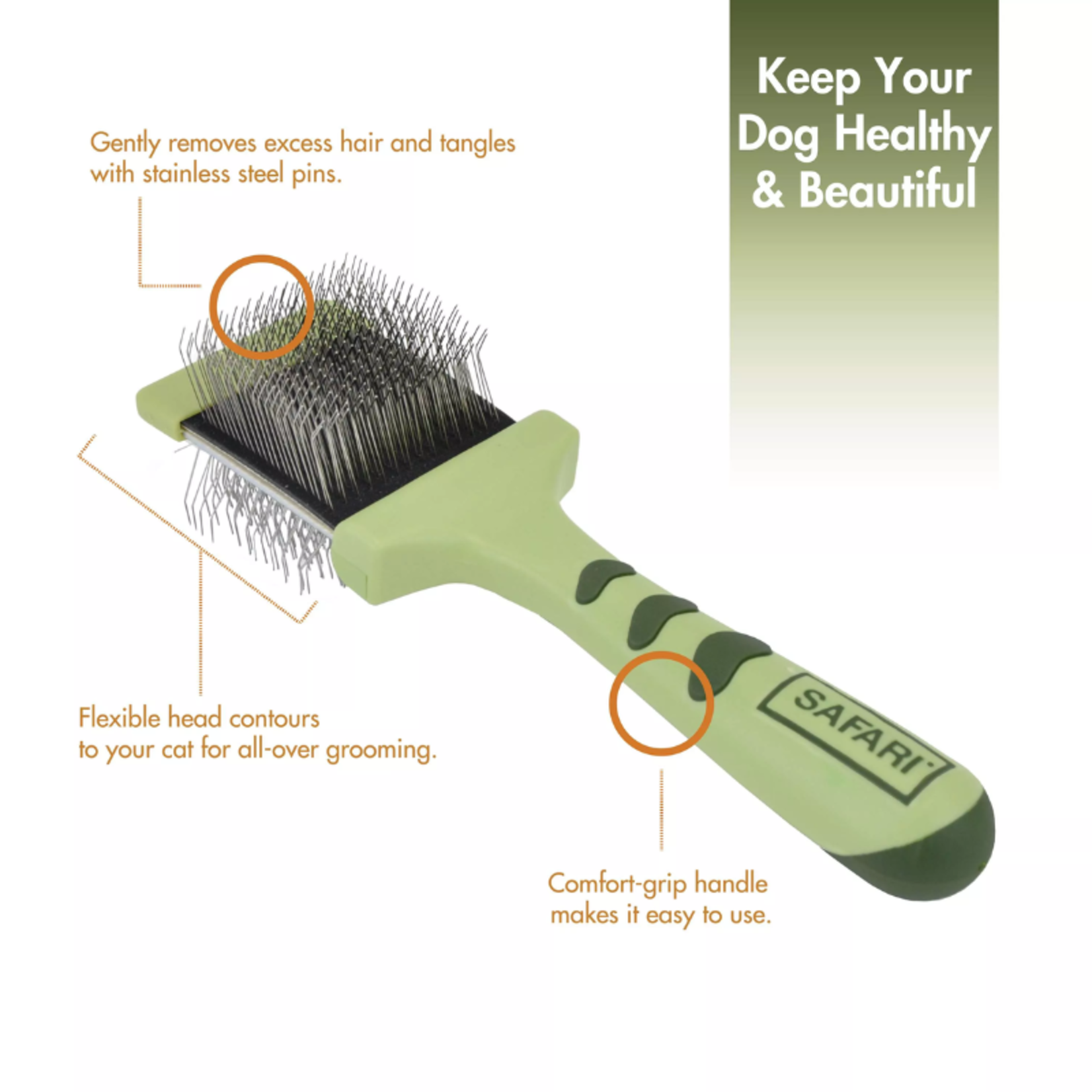 Med. - Flexible Slicker Brush - Safari / Coastal