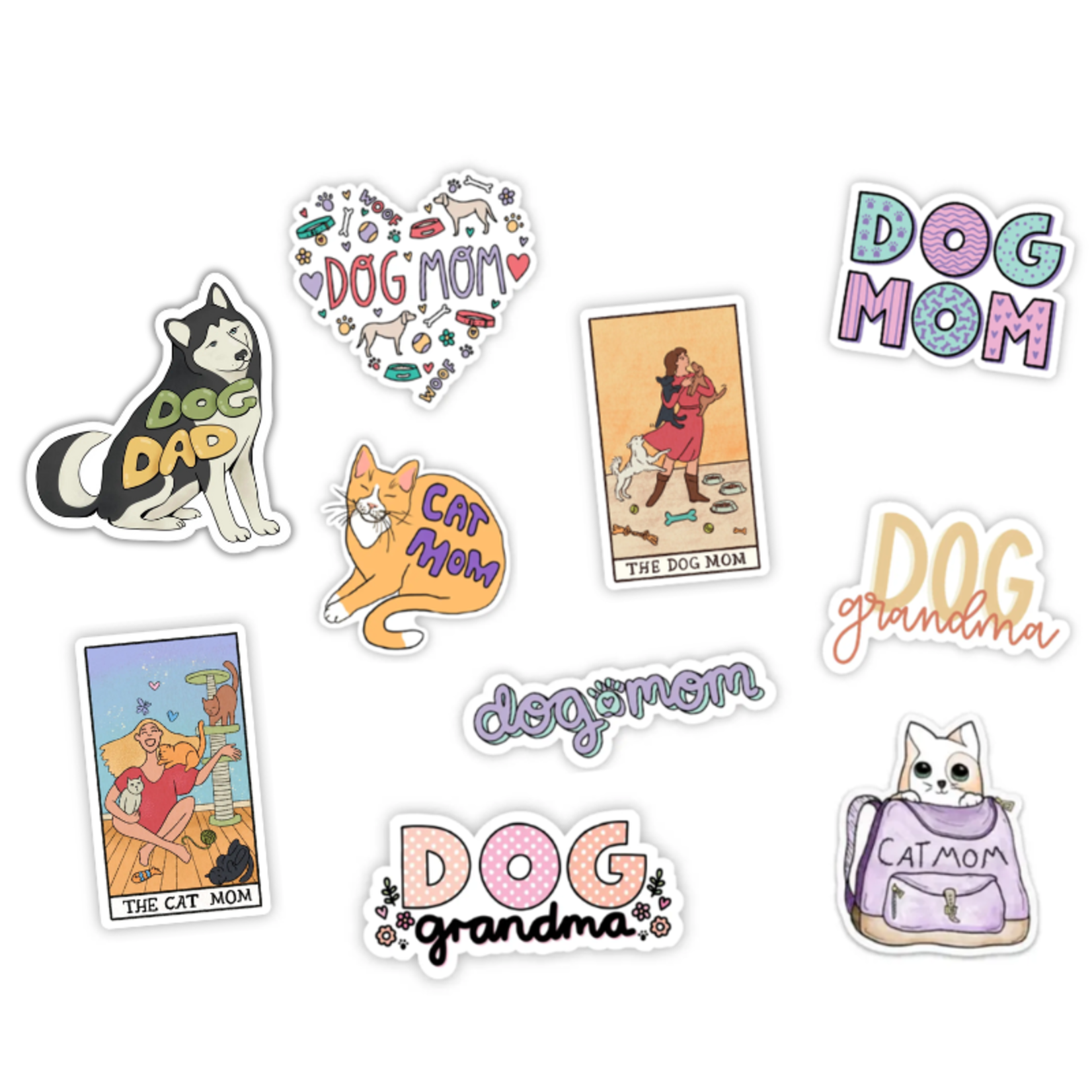 Assorted Designs - Dog Dad / Mom / Grandma - Cat Mom - Pet Parent - Sticker - Big Moods