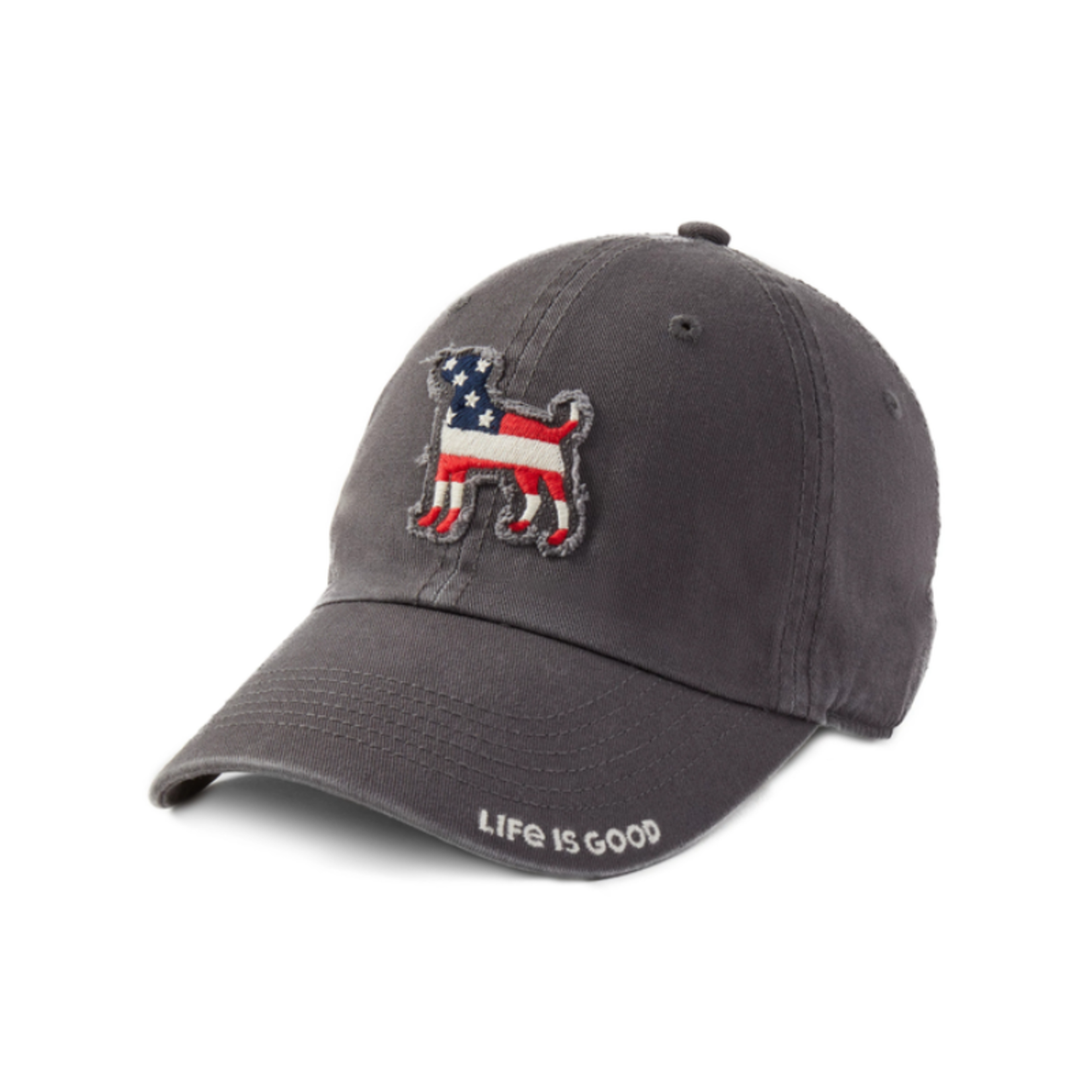 Life Is Good Americana Tattered Chill Cap - Patriotic Dog Hat - Slate Gray - Life Is Good