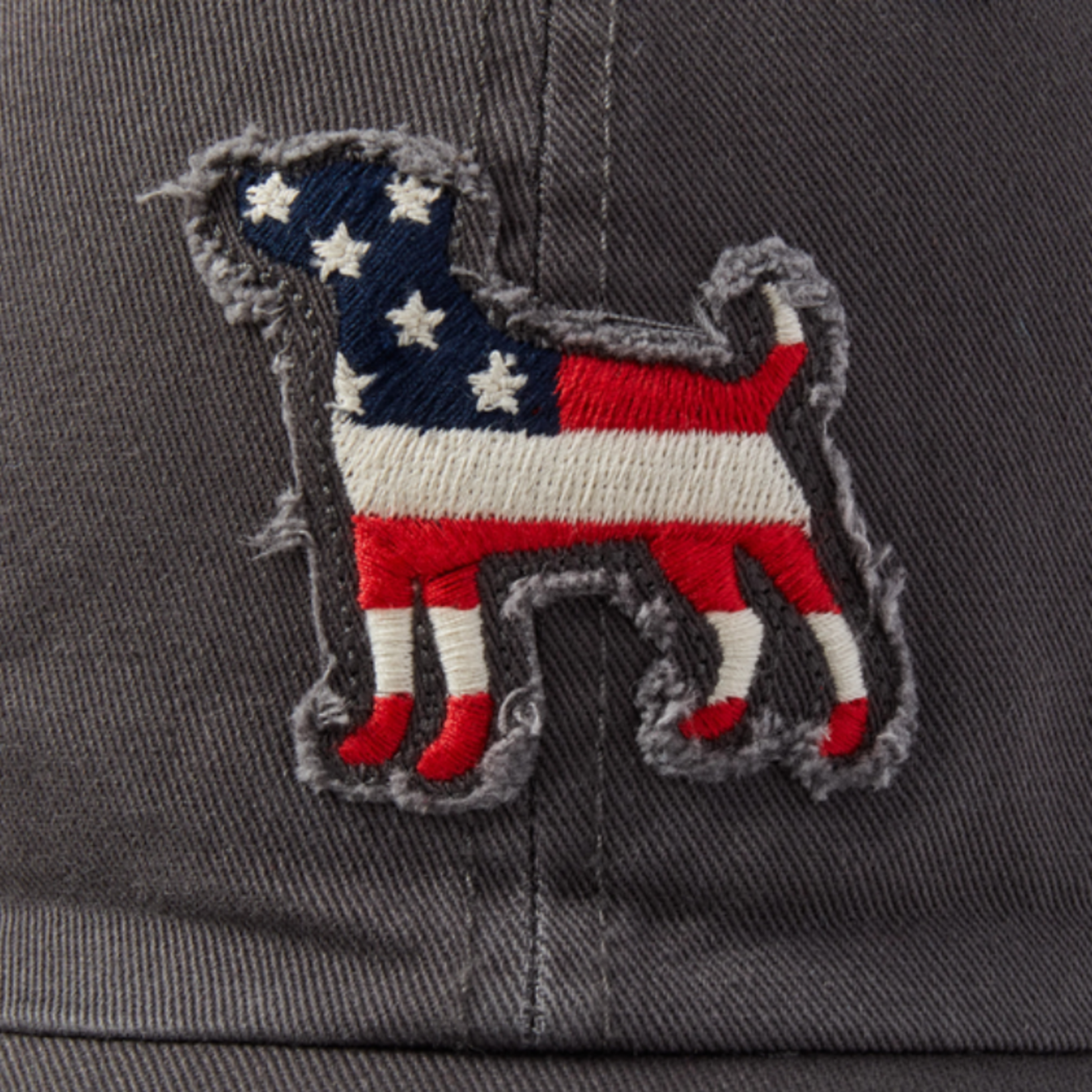 Life Is Good Americana Tattered Chill Cap - Patriotic Dog Hat - Slate Gray - Life Is Good