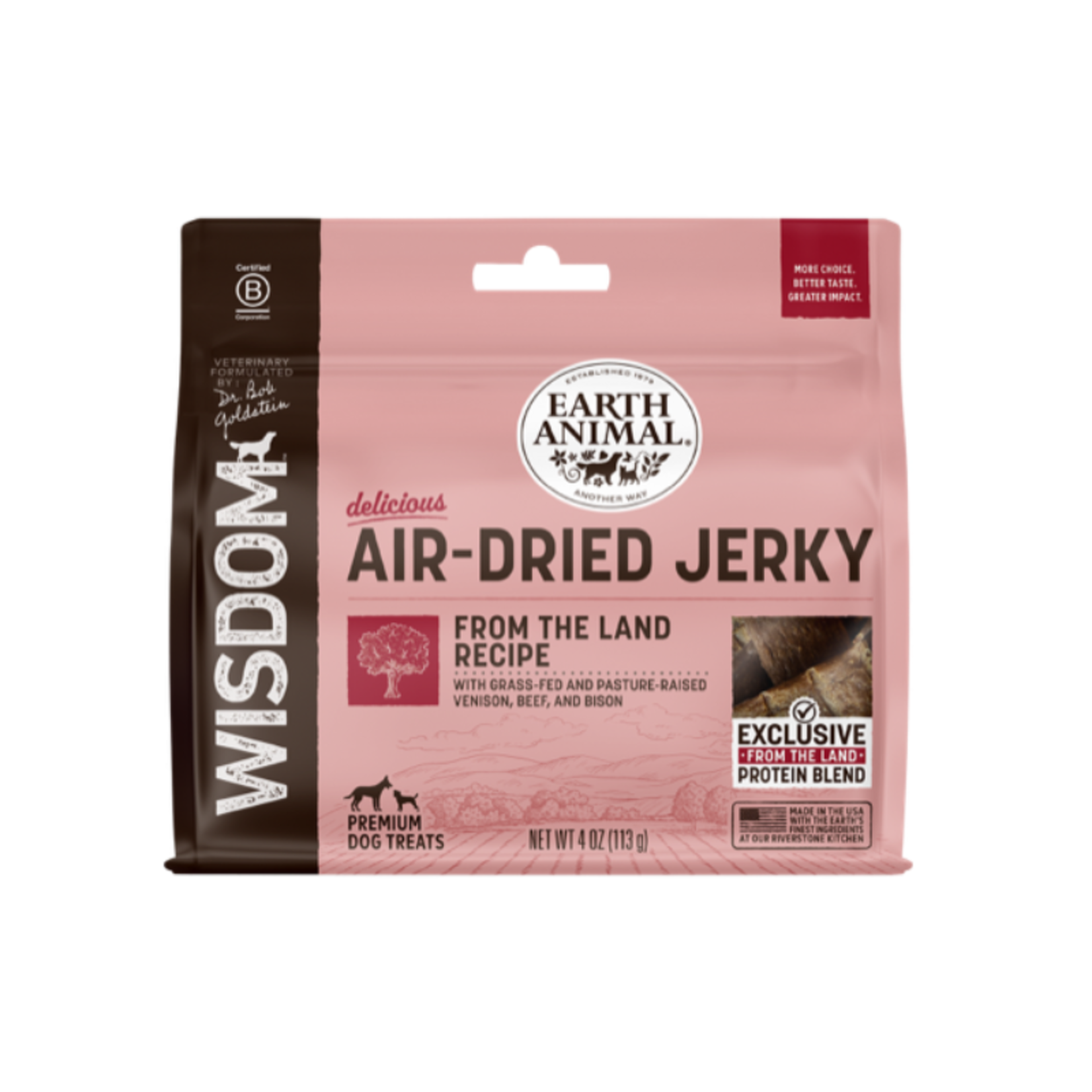 Earth Animal 4 oz. - From the Land - Air Dried Jerky - Wisdom by Earth Animal