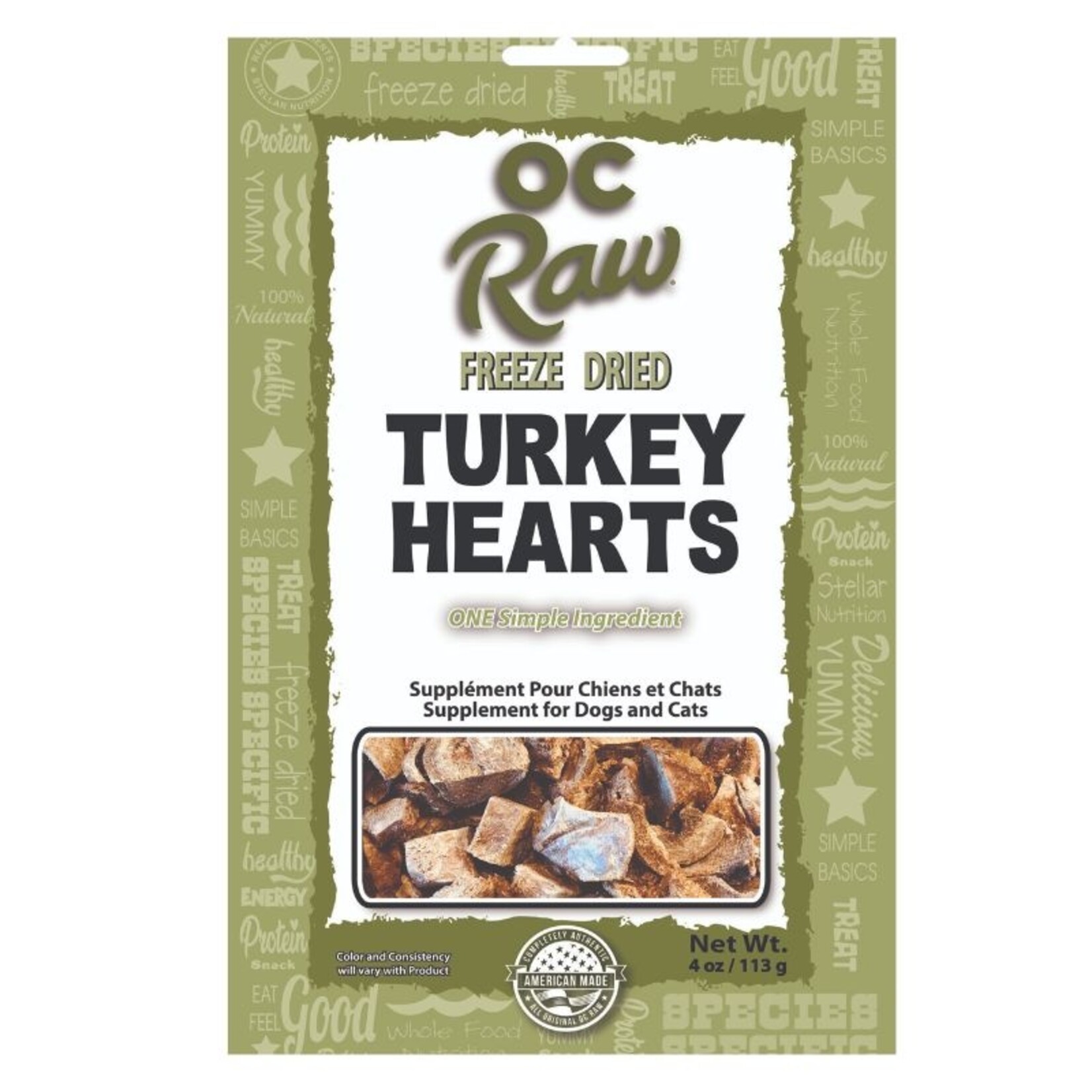 OC Raw Turkey Hearts - Freeze Dried Treats - OC Raw : 4 oz.