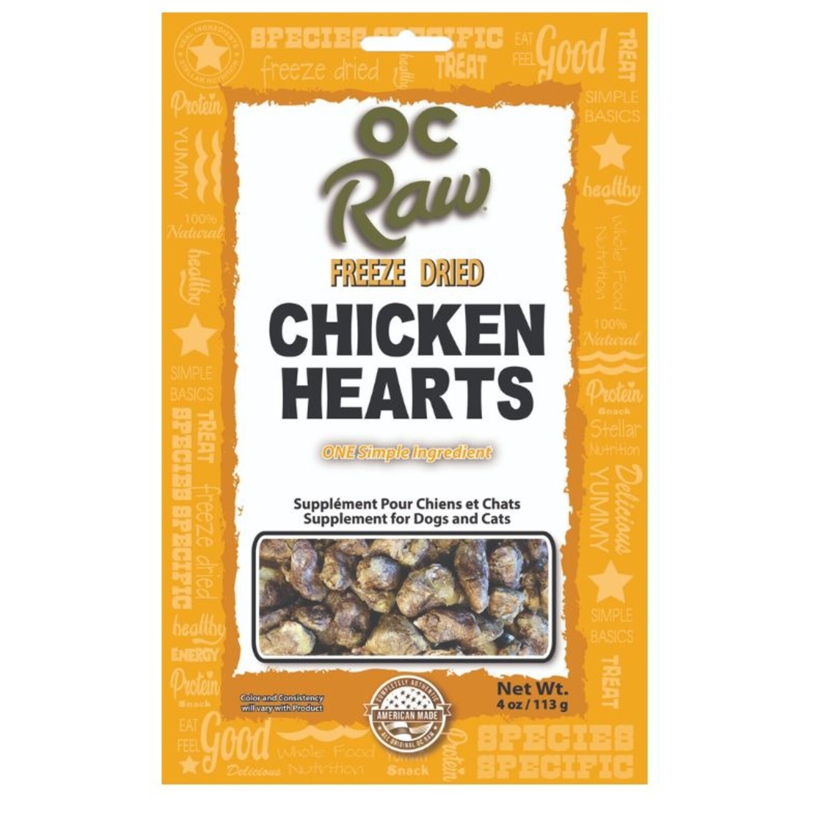 OC Raw Chicken Hearts - Freeze Dried Treats - OC Raw : 4 oz.