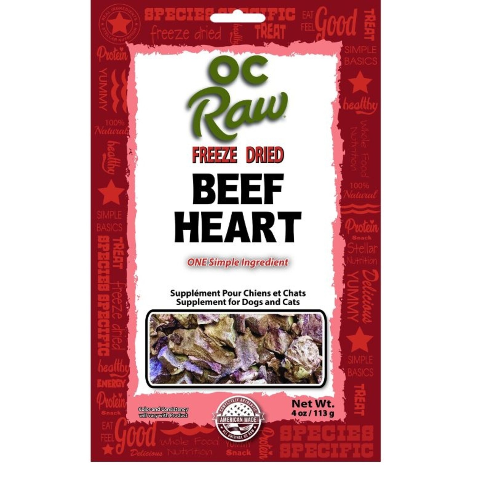 OC Raw Beef Heart - Freeze Dried Treats - OC Raw : 4 oz.