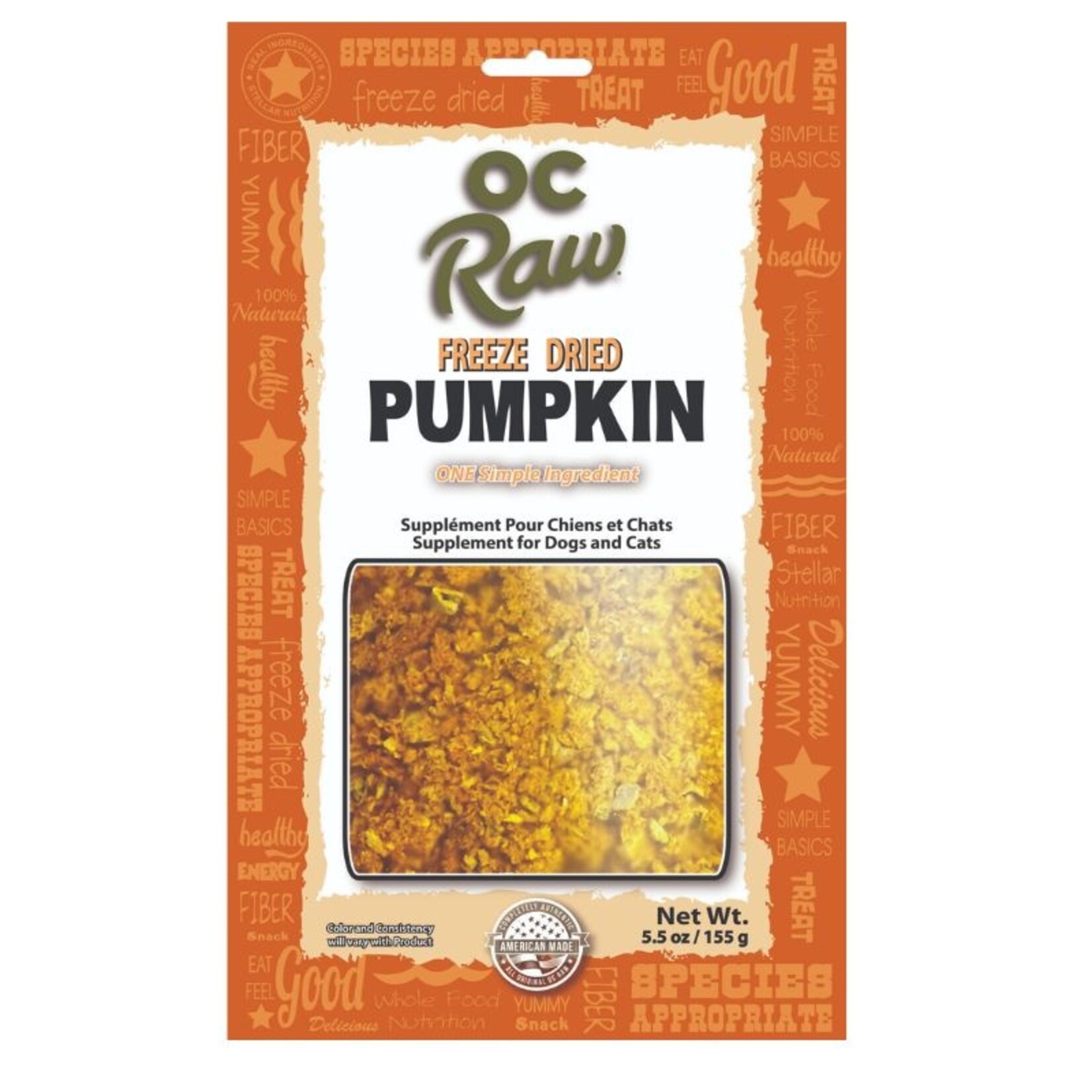 OC Raw Pumpkin - Freeze Dried Supplement - OC Raw : 5.5 oz.