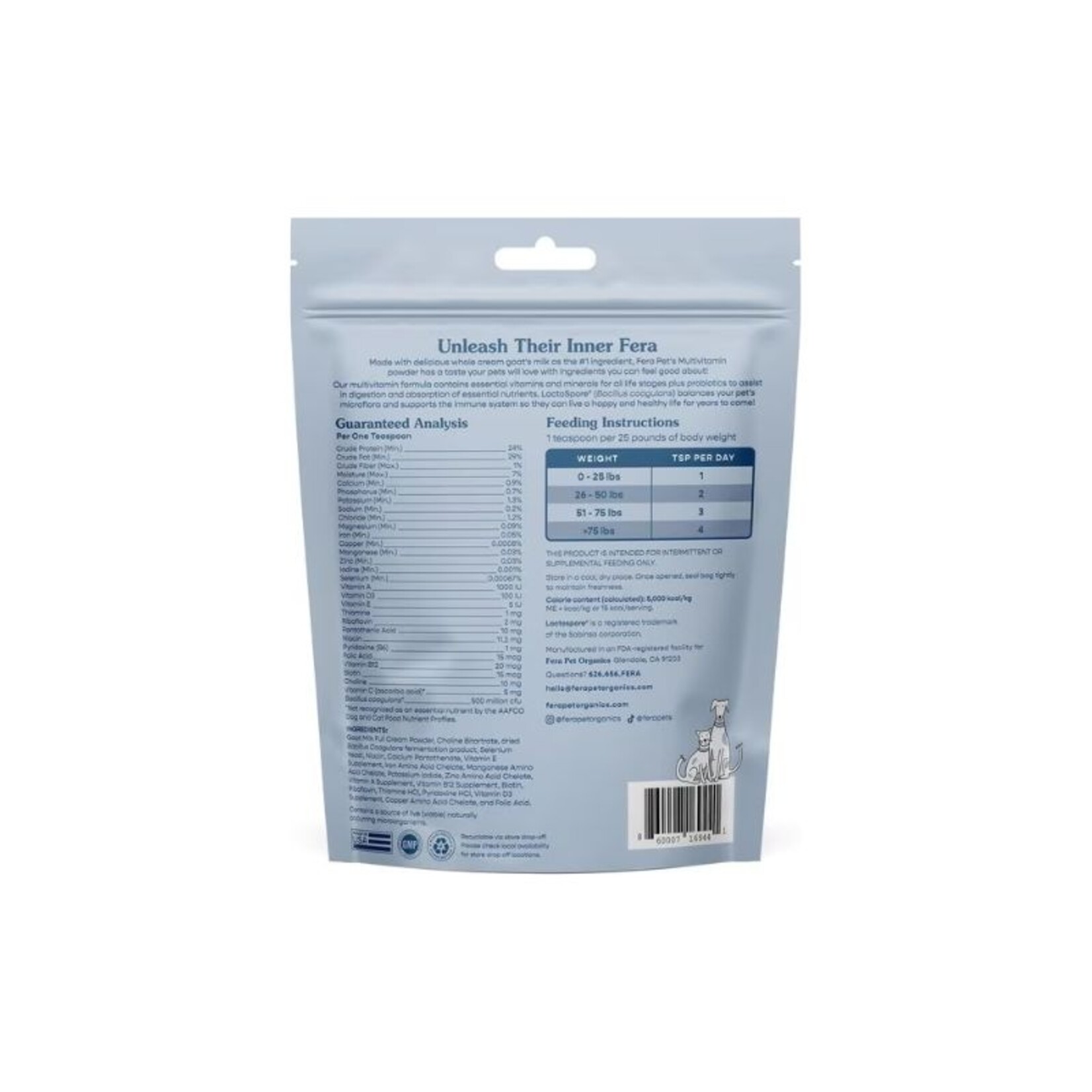 Fera Pets 6.35 oz. - Multivitamin - Goat Milk Powder - Fera
