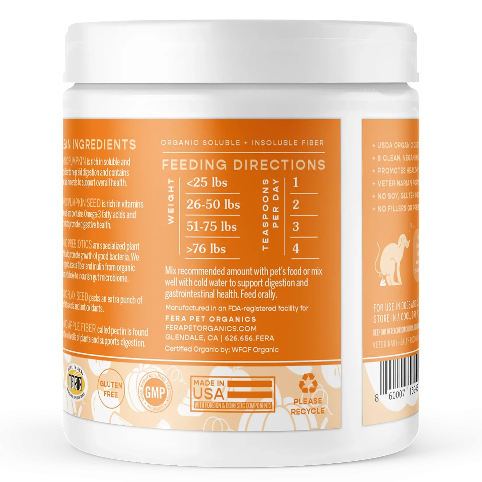 Fera Pets 8 oz. - Pumpkin Fiber Supplement - Fera
