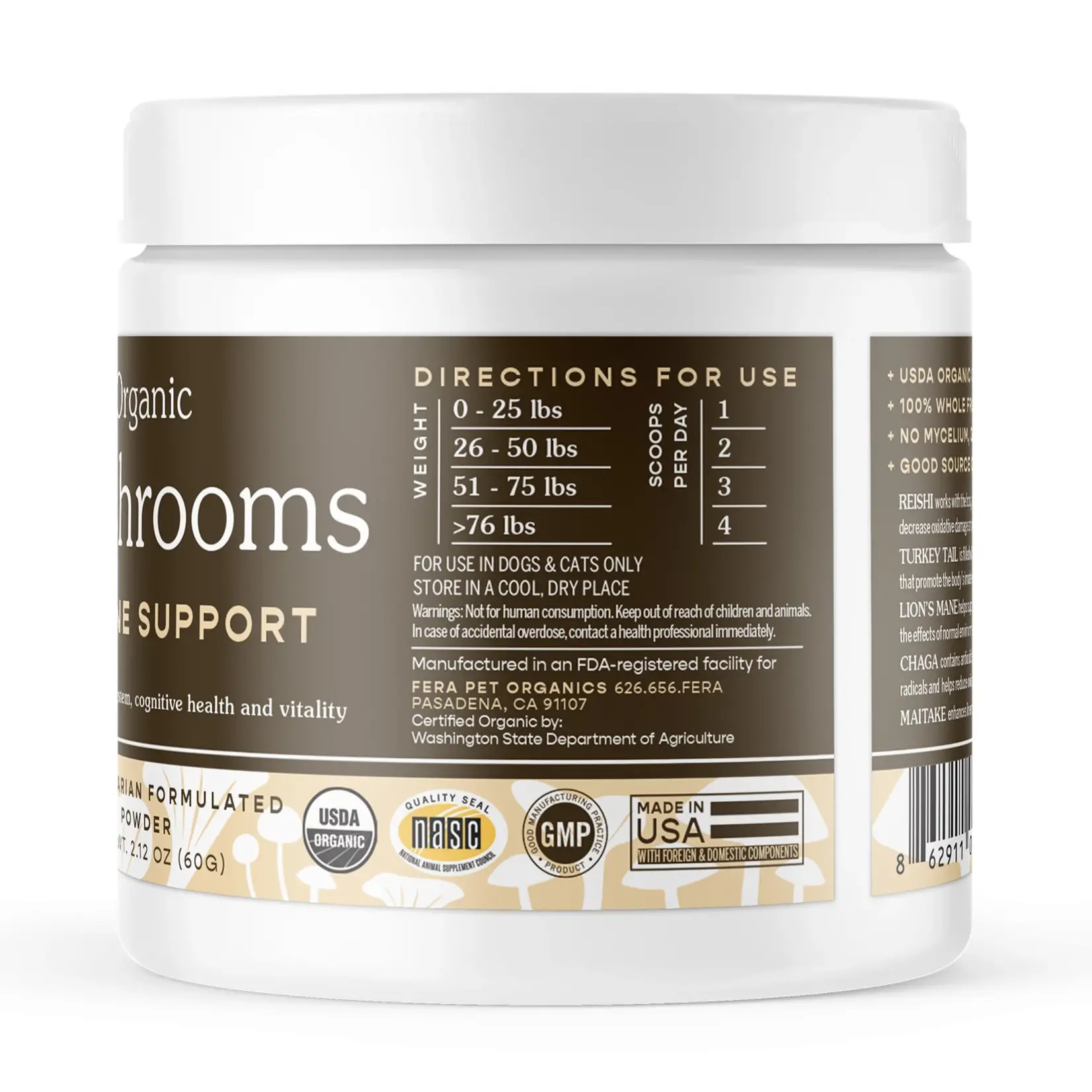 Fera Pets 2.1 oz. - Mushroom Blend / Immune Support - Fera