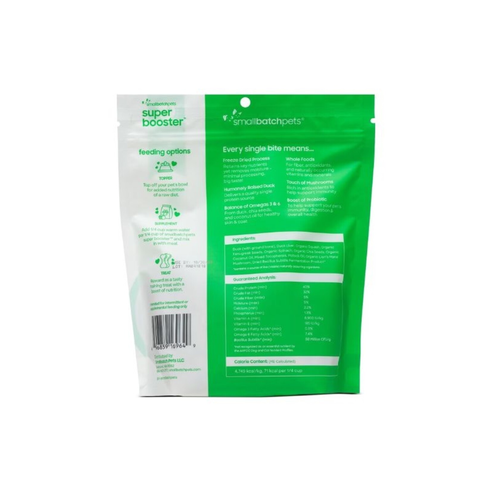Small Batch Duck - Super Booster - Freeze Dried Bites - Small Batch :  7 oz.