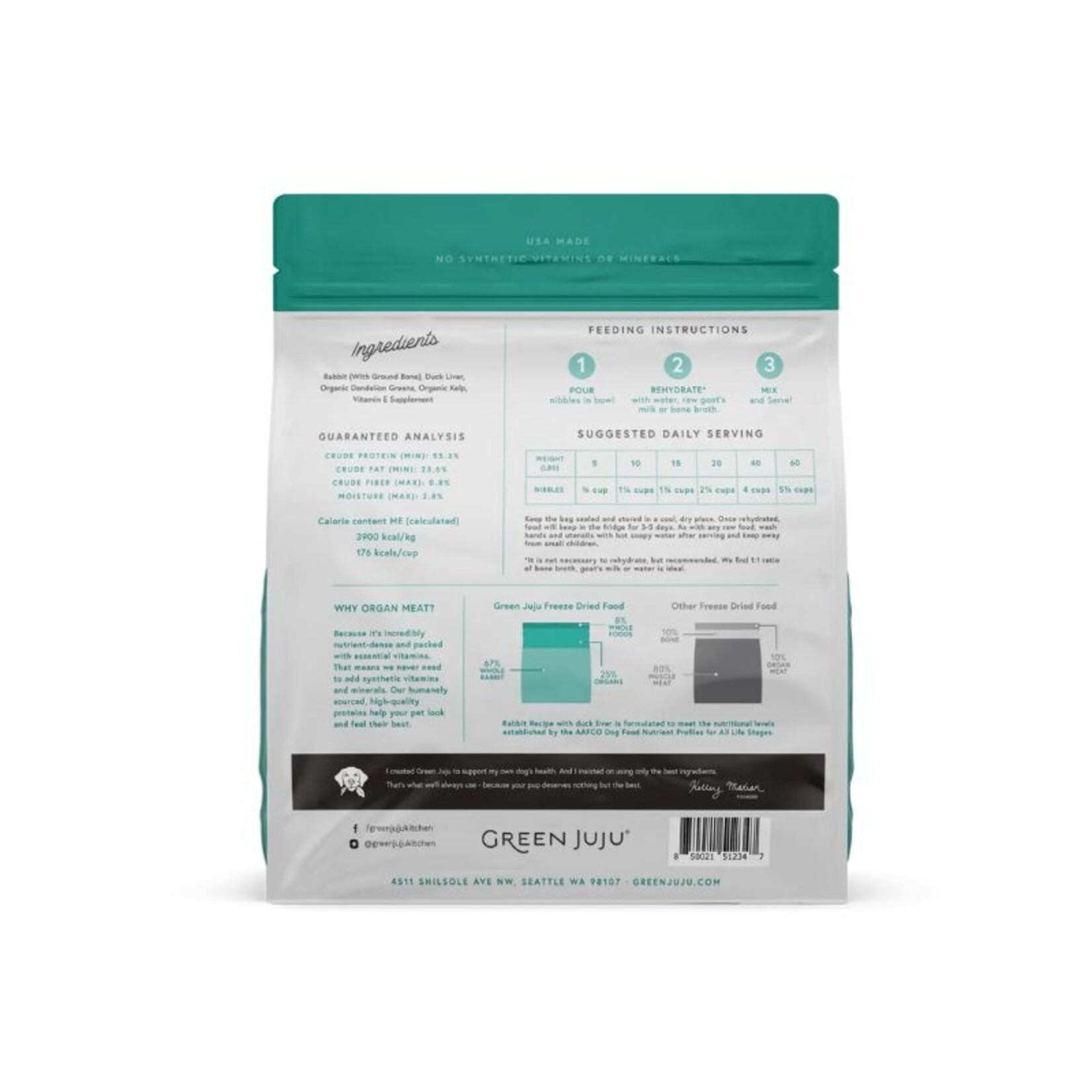 Green JuJu 14 oz. - Rabbit & Duck Recipe - Freeze-Dried Raw - Green JuJu