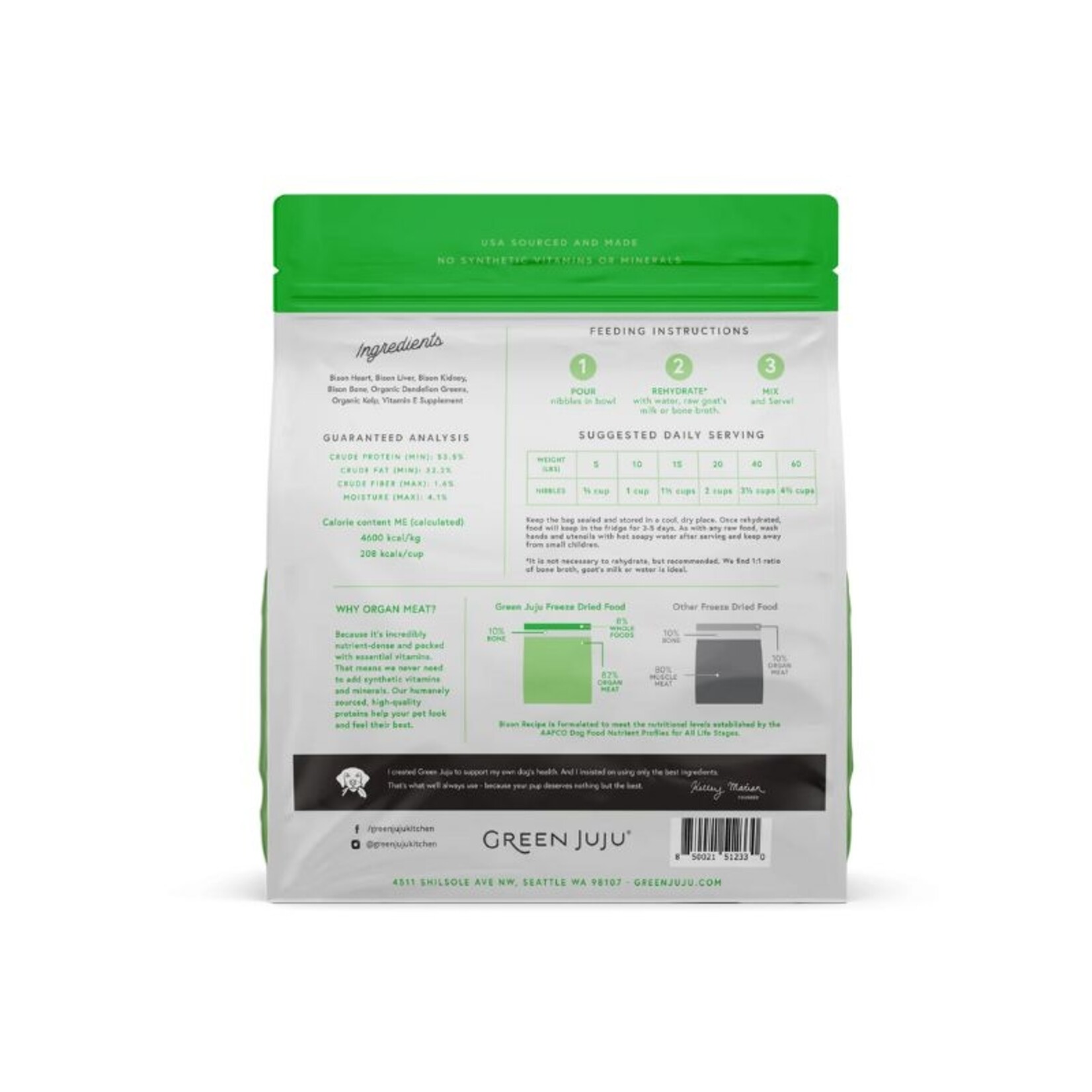 Green JuJu 14 oz. - Bison Recipe - Freeze-Dried Raw - Green JuJu