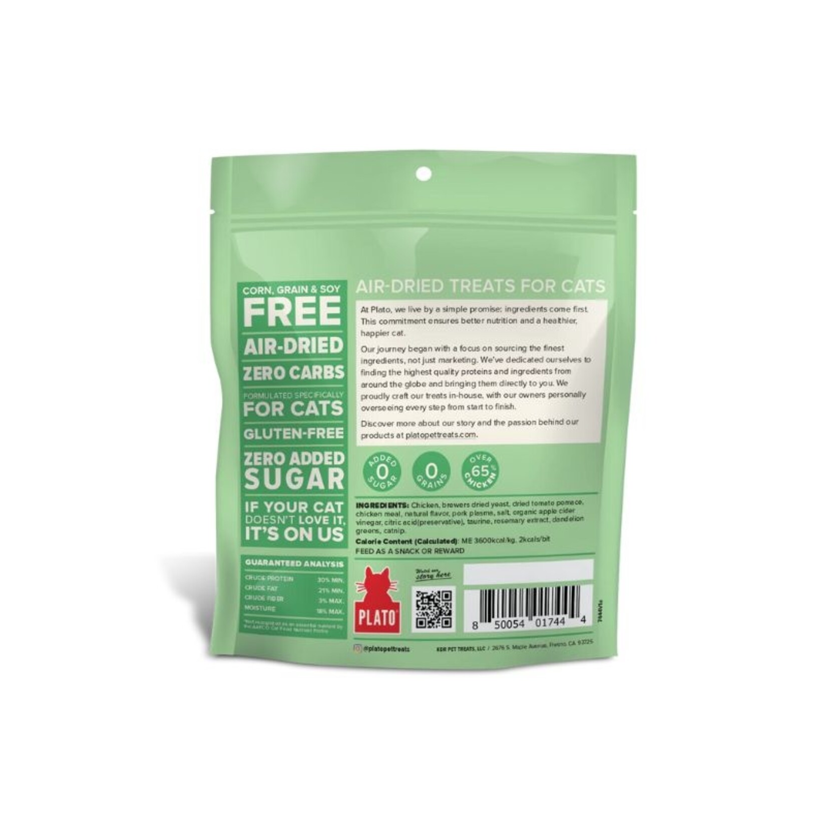 Plato Pet Treats 2.5 oz. - Chicken & Catnip - Cat Treats - Plato