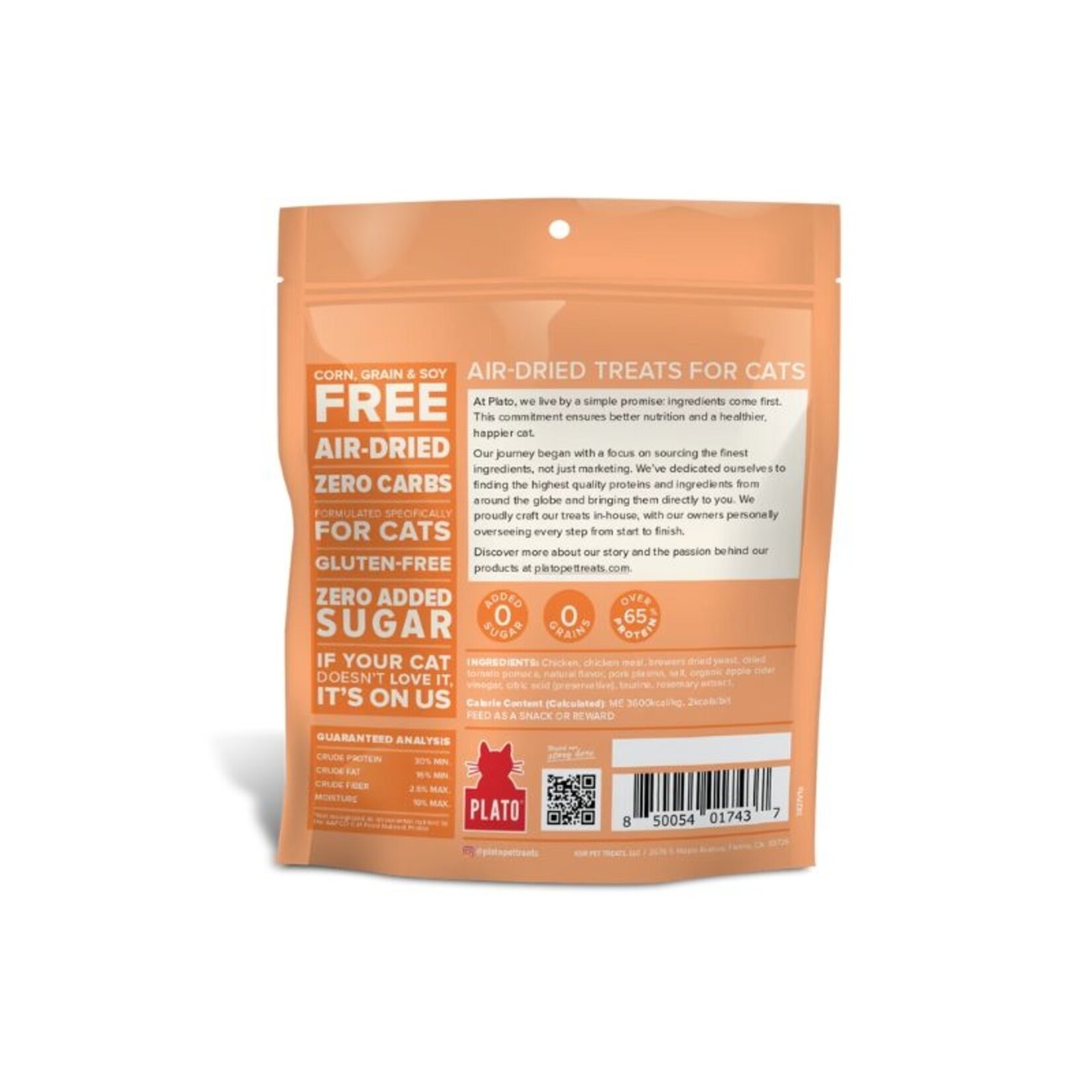 Plato Pet Treats 2.5 oz. - Chicken - Cat Treats - Plato
