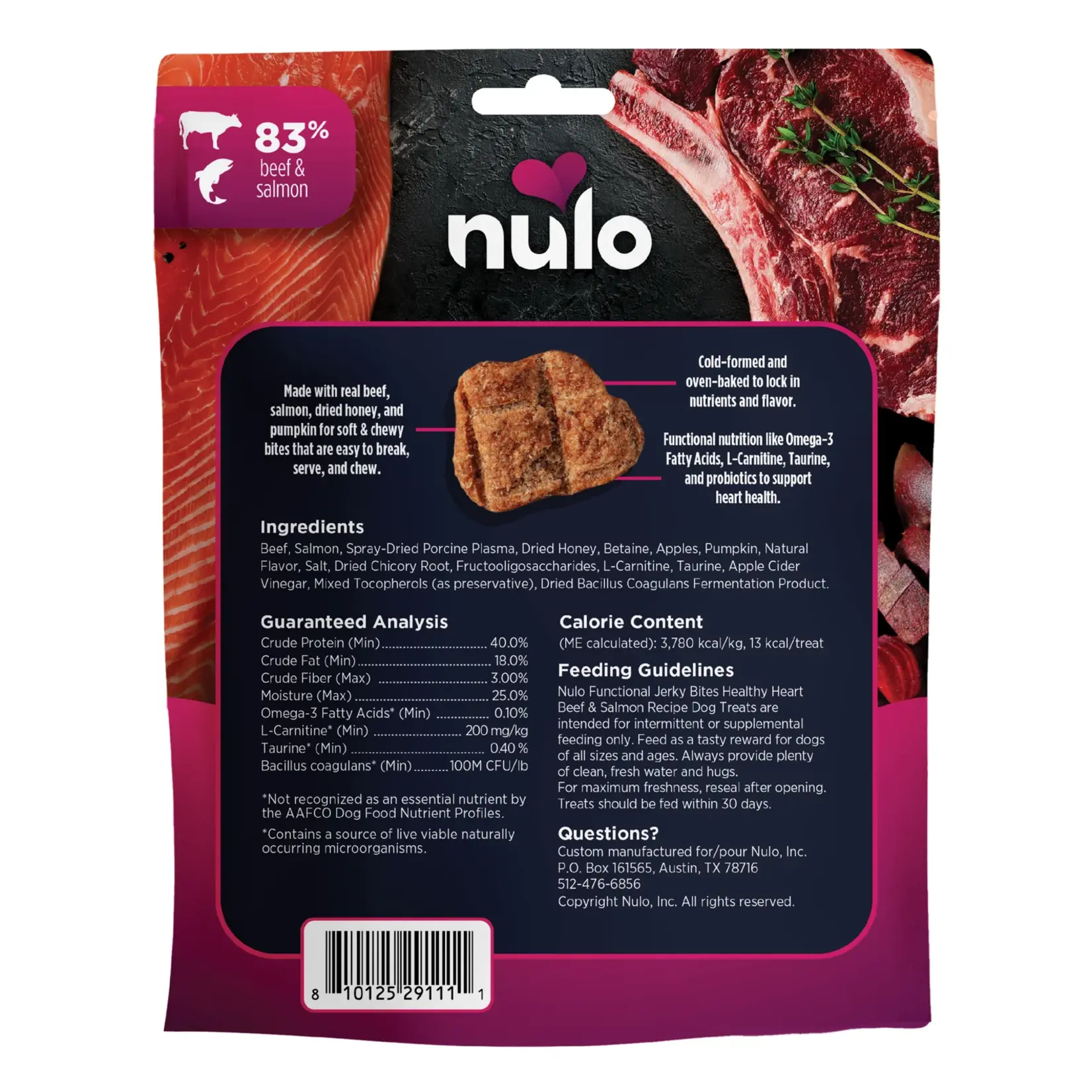 Nulo 5 oz. - Healthy Heart / Beef & Salmon - Jerky Bites - Nulo