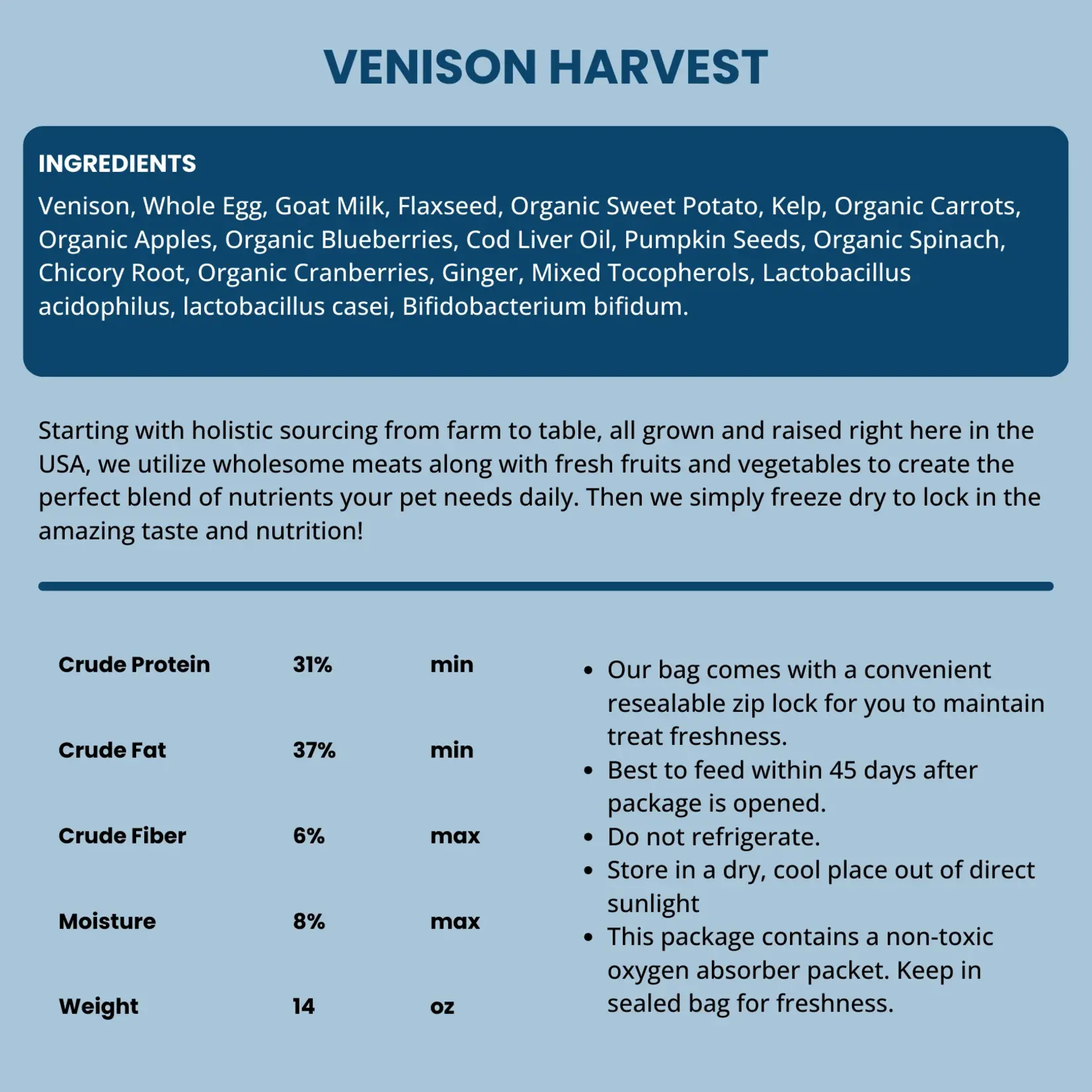 Shepherd Boy Farms 14 oz. - Venison Recipe - Freeze-Dried Raw - Shepherd Boy Farms