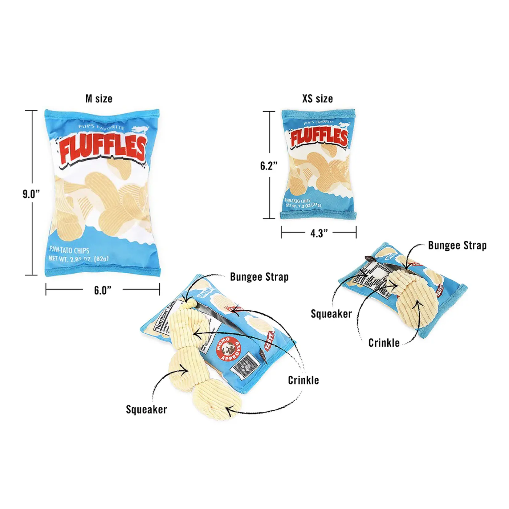 P.L.A.Y. Sm./Mini - Fluffles Chips - Snack Attack Collection Dog Toy - P.L.A.Y.
