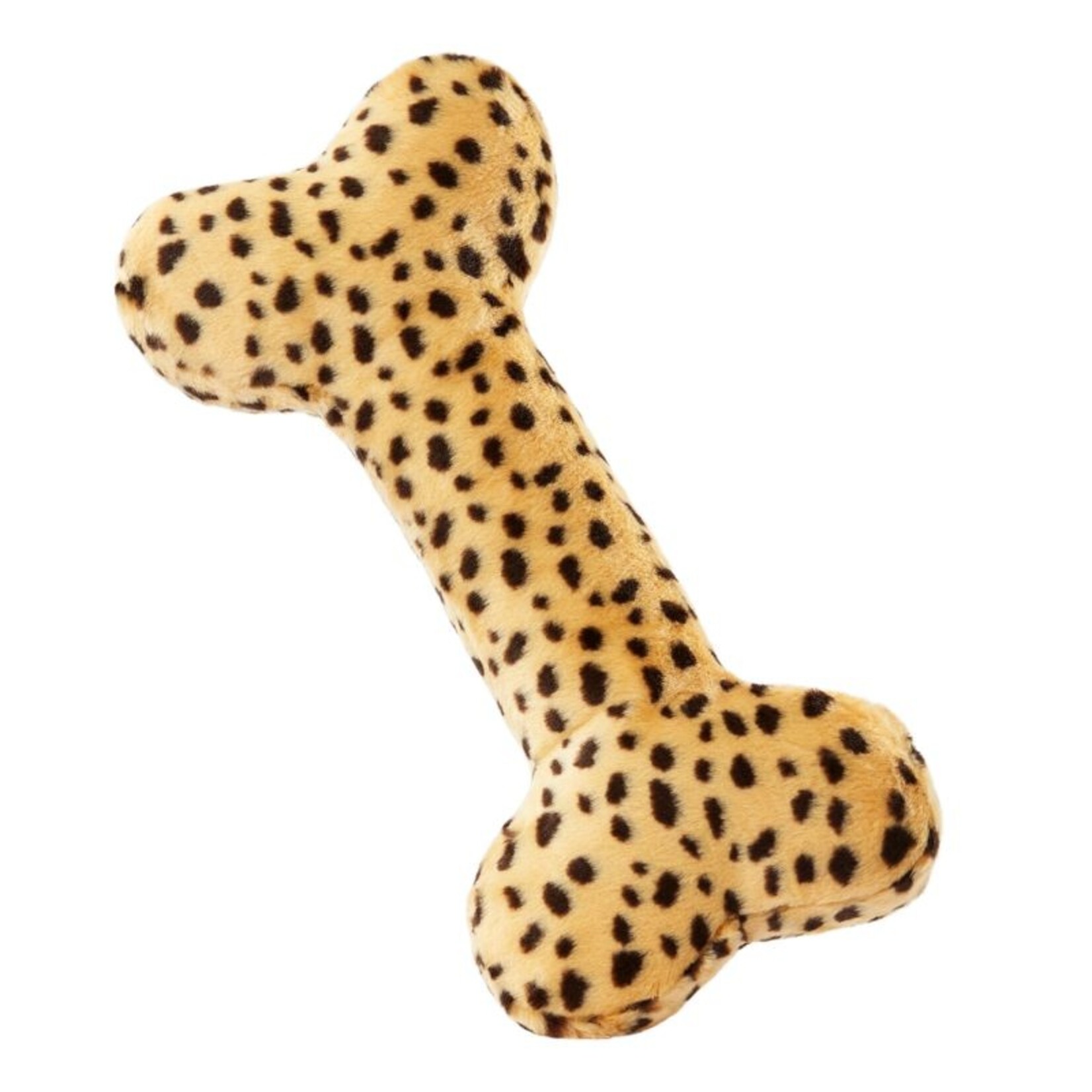 Fluff & Tuff Lg. - Cheetah Print Bone - Plush Dog Toy - Fluff & Tuff
