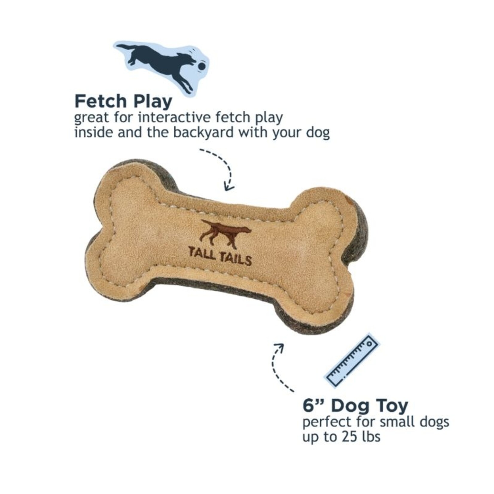 Tall Tails 6” - Bone - Natural Leather - Dog Toy - Tall Tails