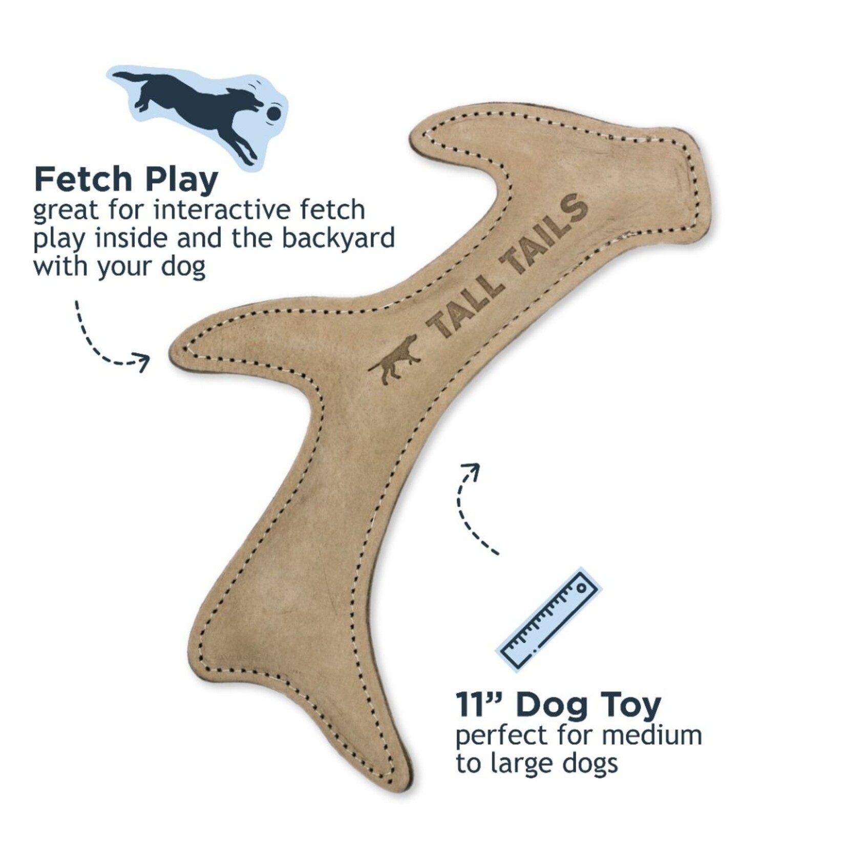Tall Tails 11” - Antler - Natural Leather - Dog Toy - Tall Tails