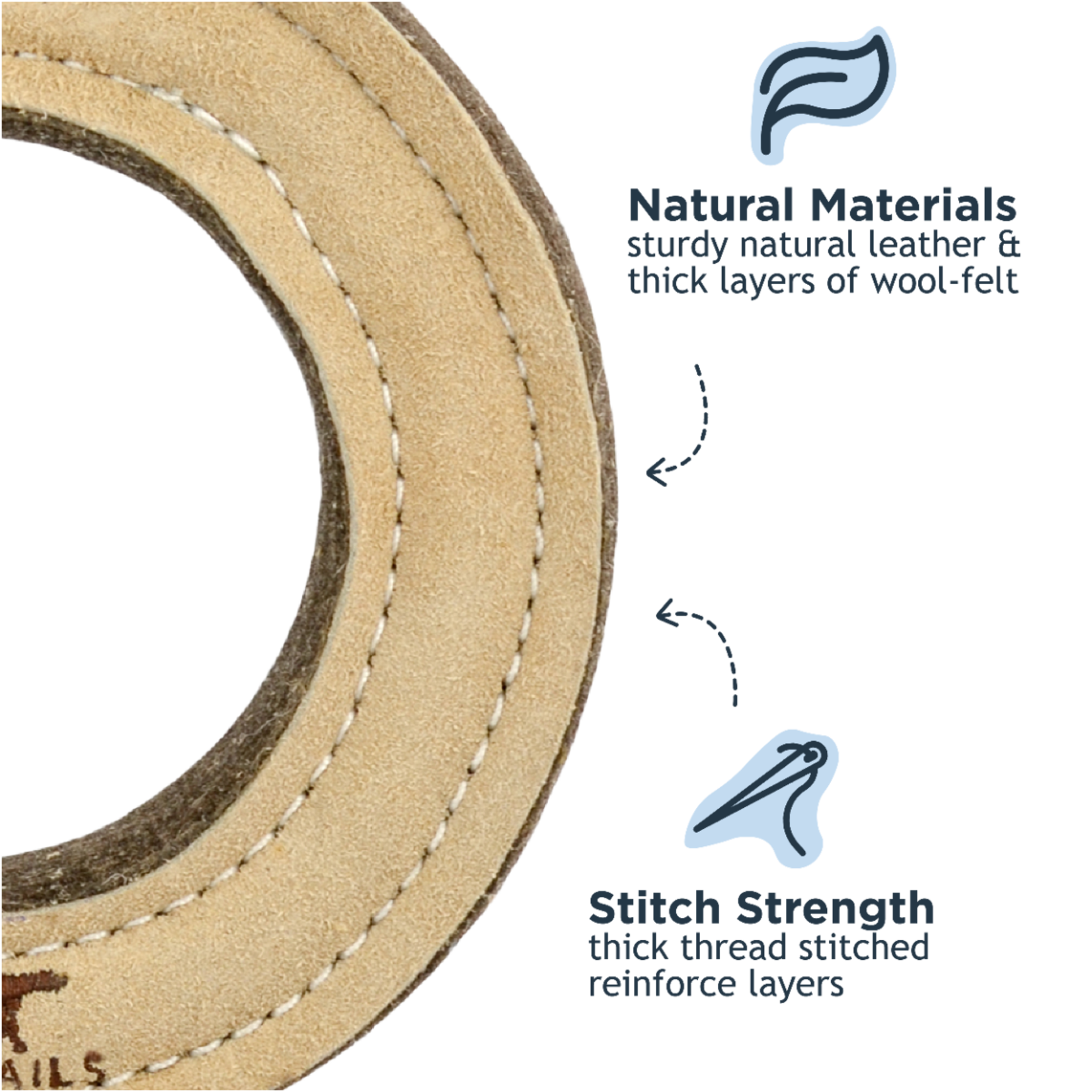 Tall Tails 7” - Ring - Natural Leather - Dog Toy - Tall Tails