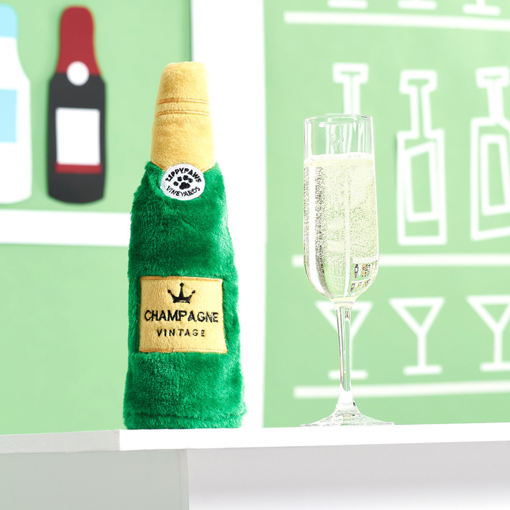 ZippyPaws Champagne - Happy Hour Crusherz - Dog Toy - Zippy Paws