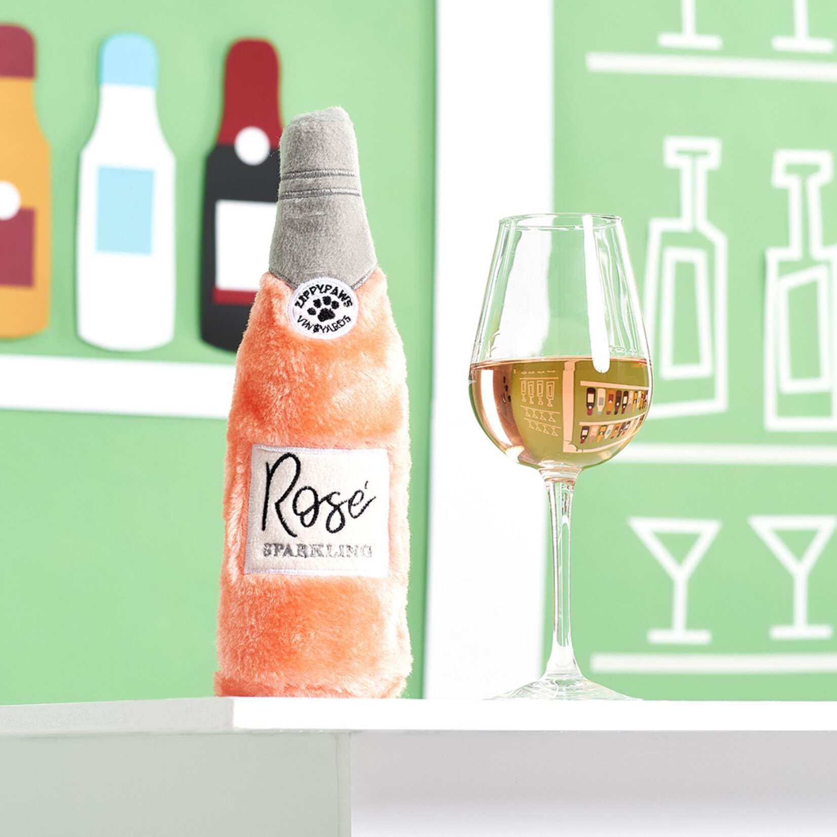 ZippyPaws Rose Wine - Happy Hour Crusherz - Dog Toy - Zippy Paws