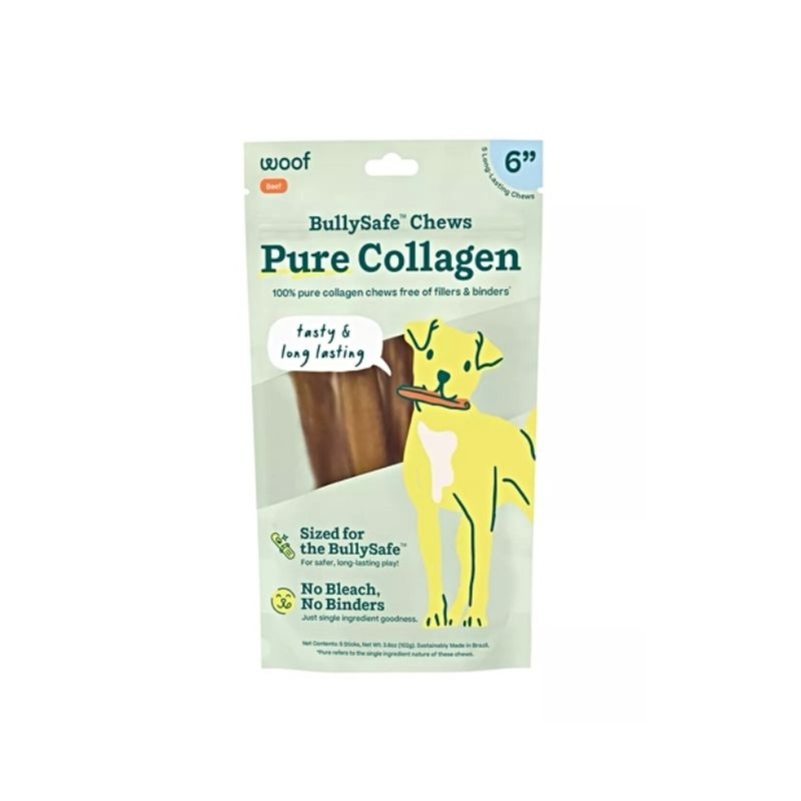 Pure Collagen - BullySafe Chews - Woof :  6" - 5 pk.