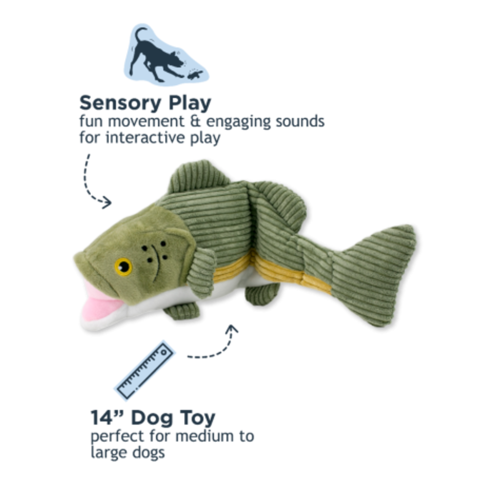 Tall Tails 14” - Bass Fish - Animated Dog Toy - Tall Tails