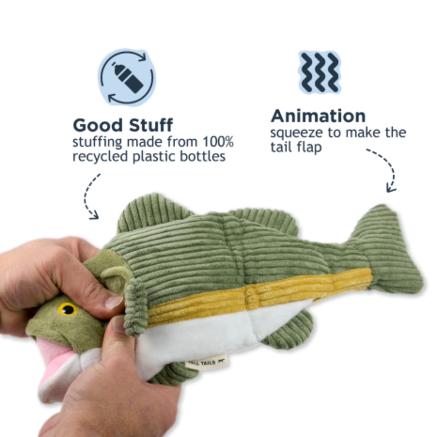 Tall Tails 14” - Bass Fish - Animated Dog Toy - Tall Tails