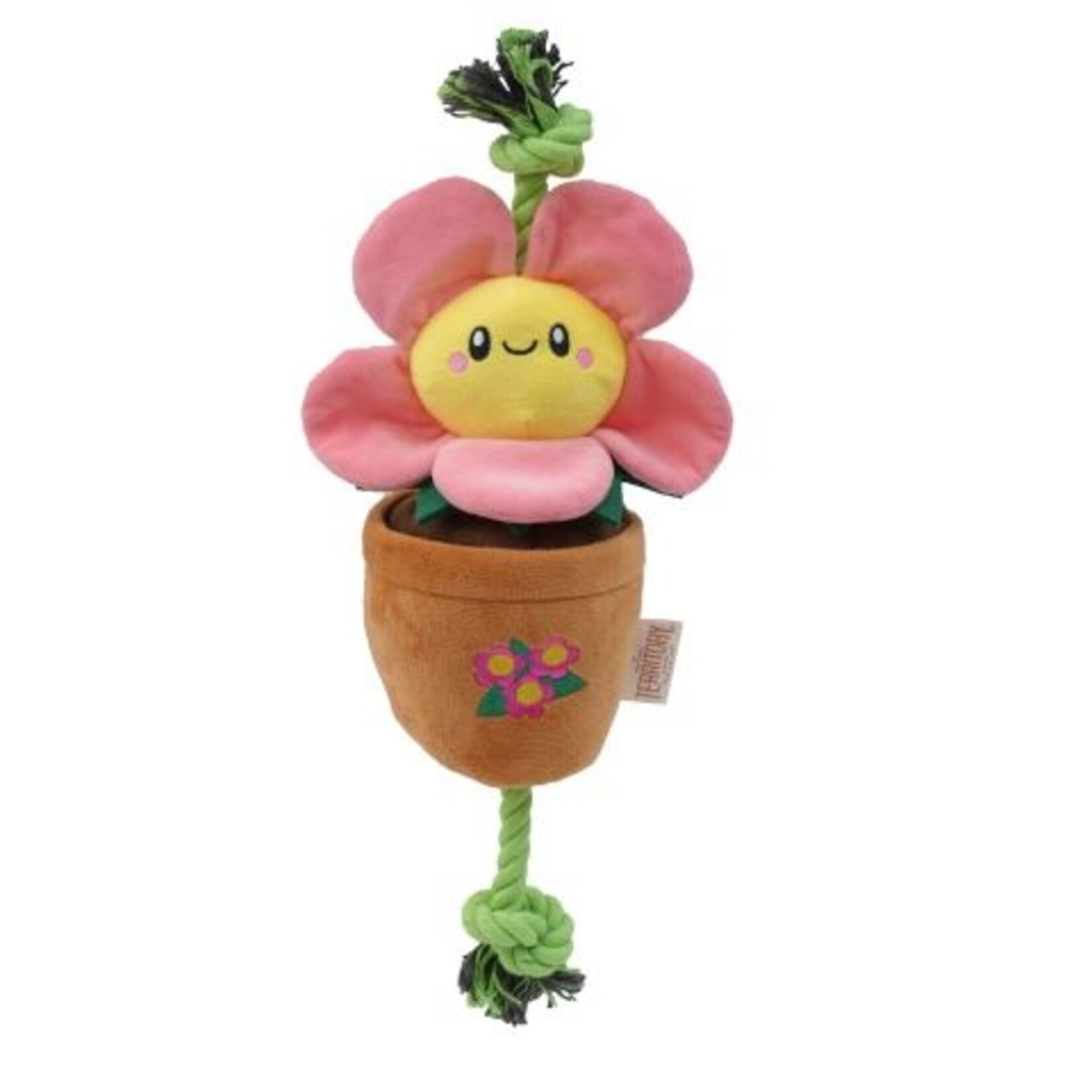 Territory Pink Flower Pot - Treat & Tug (Rope & Plush) Toy - Territory