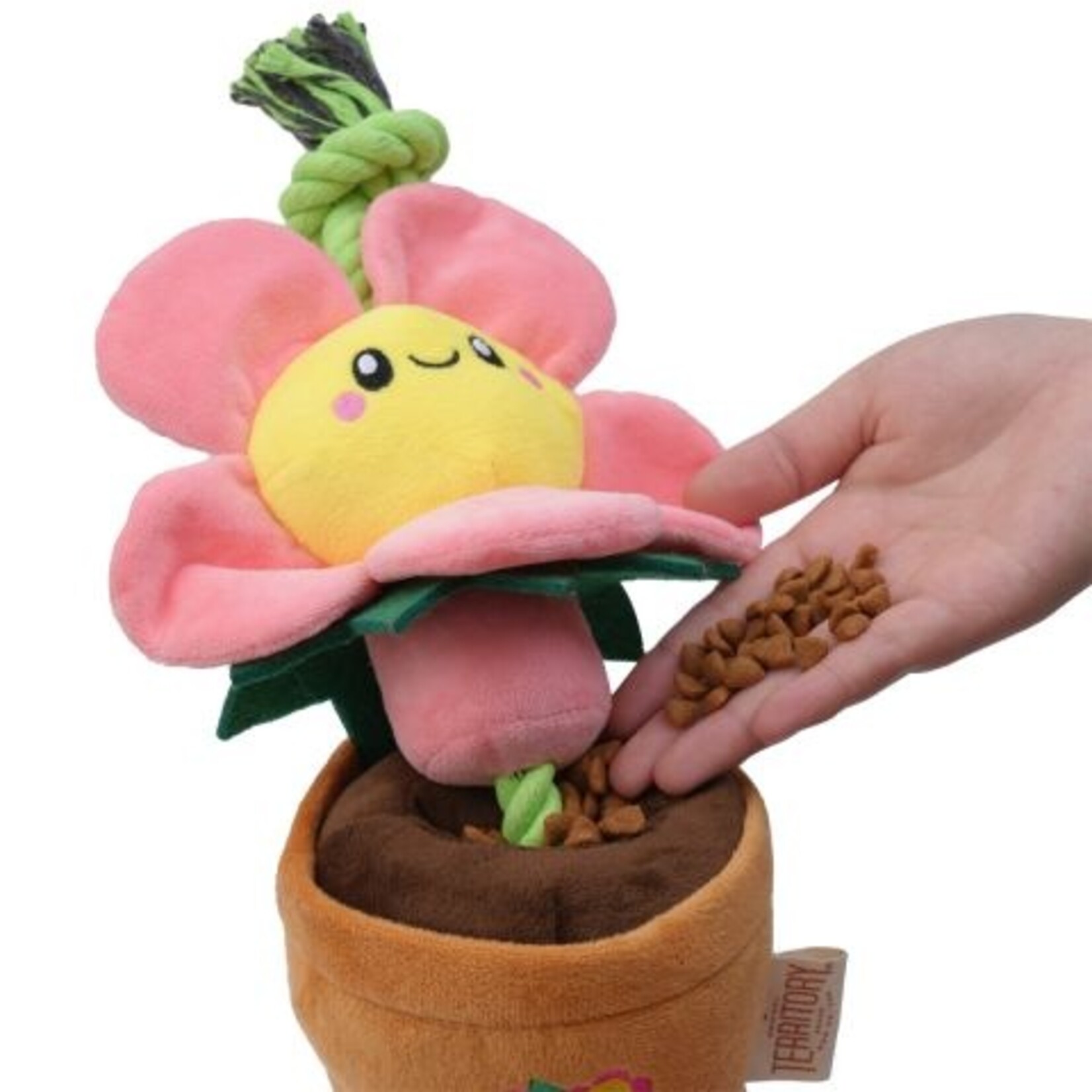 Territory Pink Flower Pot - Treat & Tug (Rope & Plush) Toy - Territory