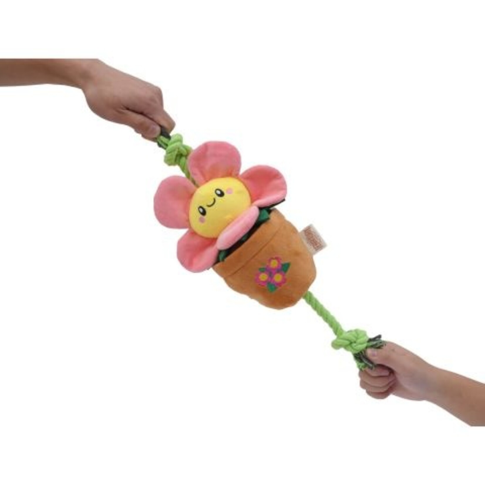 Territory Pink Flower Pot - Treat & Tug (Rope & Plush) Toy - Territory